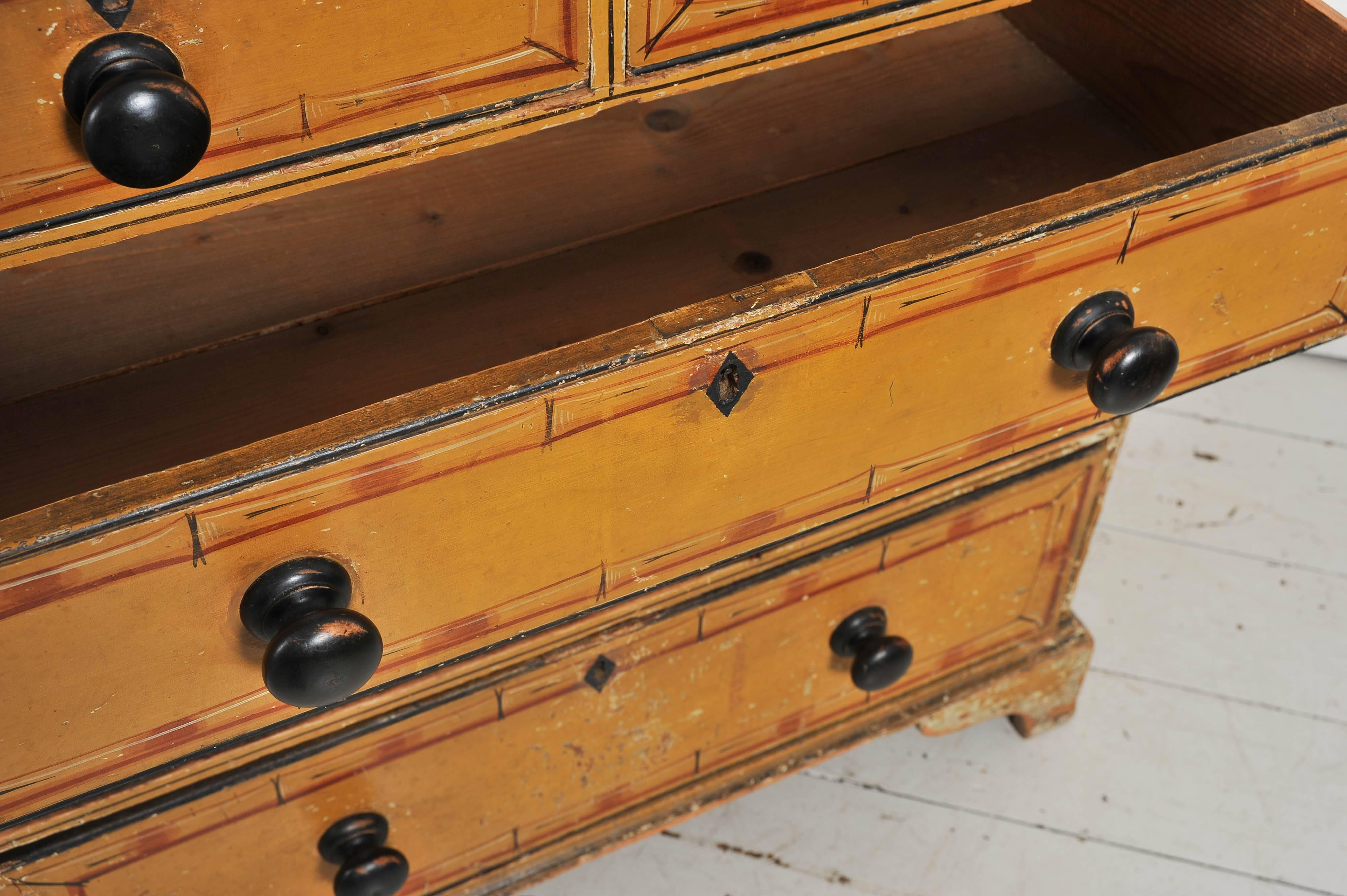 19th Century Small Regency Painted Faux Bamboo Chest of Drawers 2