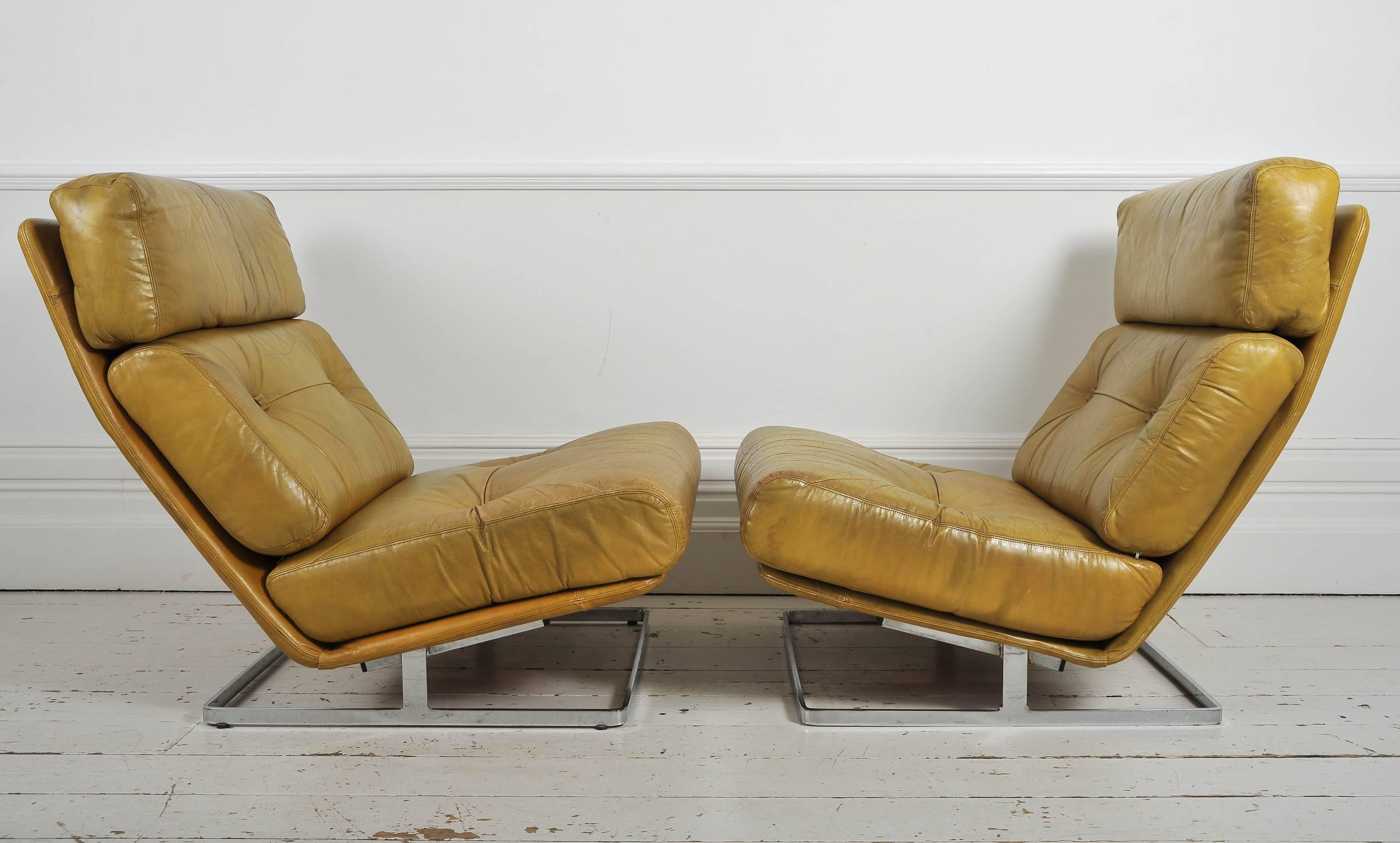 A pair of very large Tetrad 'Nucleus' leather and chrome low chairs.

These chairs are huge and comfortable and fabulous! We love the heavy steel frame, chic profile and original leather cushions. Great for a study or a sitting room. 

Origin: