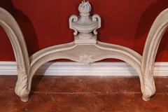 Pair of French Louis XV Painted Console Tables with White and Gray Marble Tops