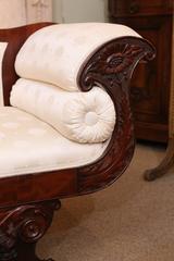 American Empire Settee, 19th Century Flame Mahogany