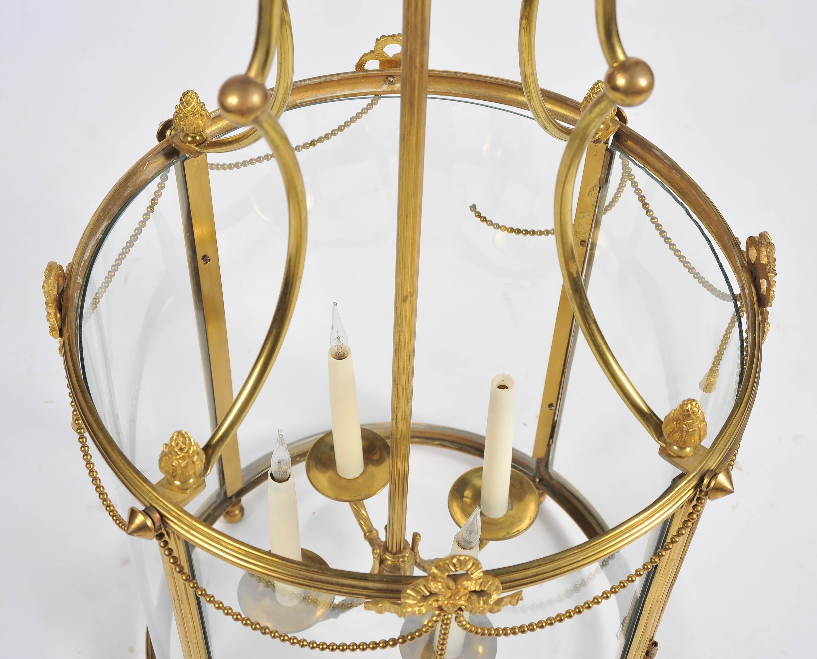 20th Century Regency Style Brass Hall Lantern For Sale