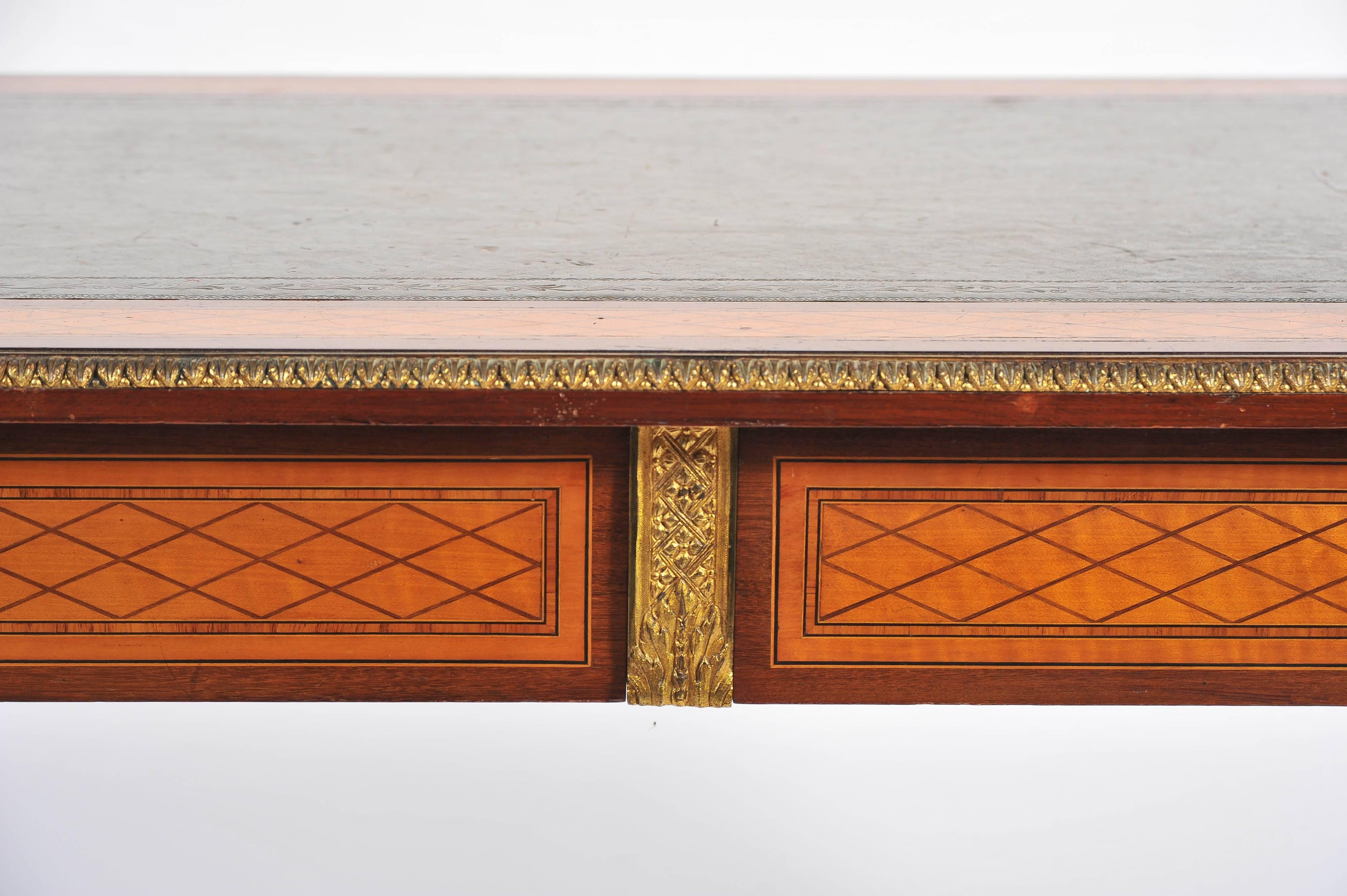 Inlay 19th Century Parquetry Inlaid Writing Table, in the Manner of Donald Ross