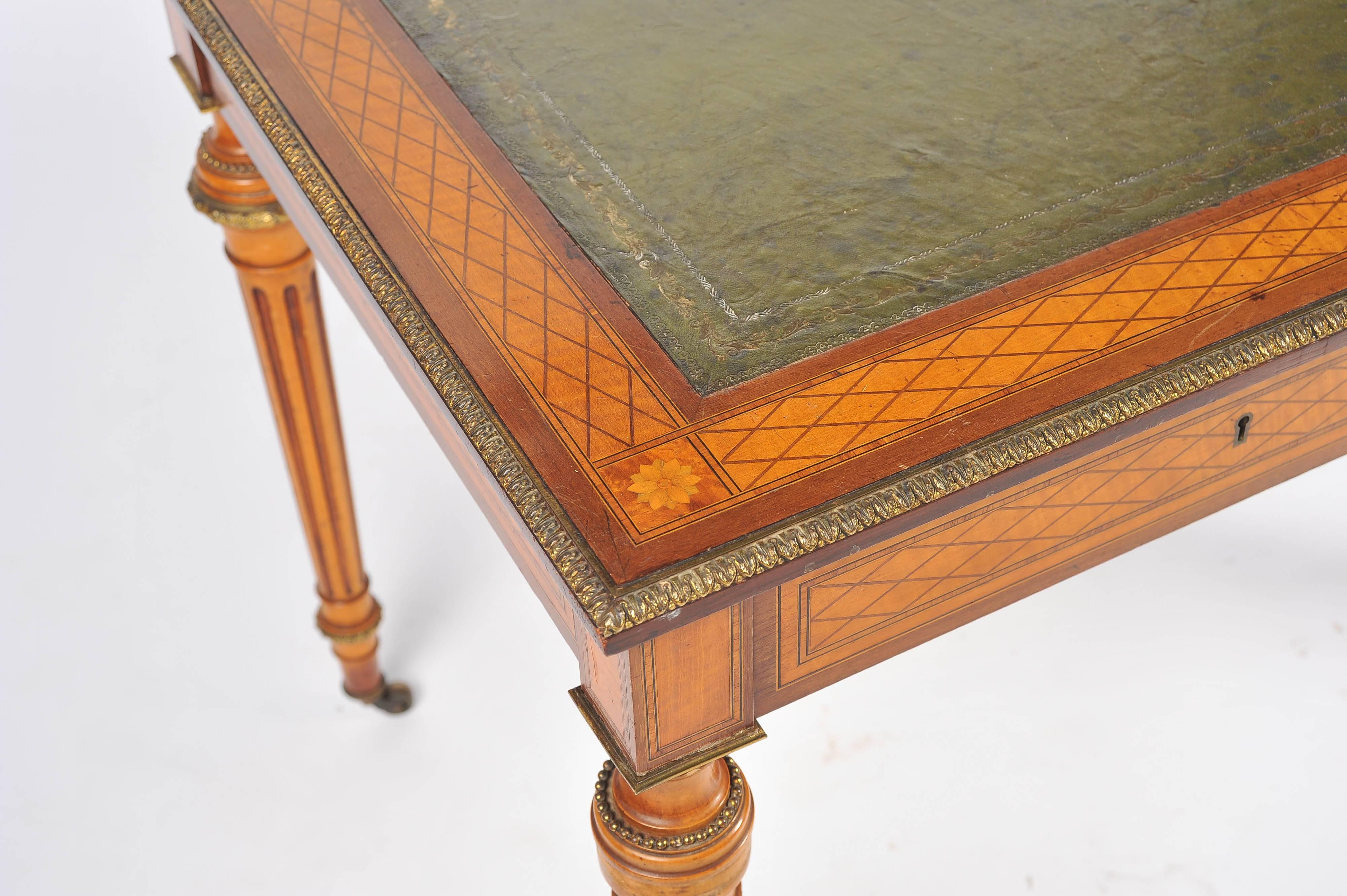 19th Century Parquetry Inlaid Writing Table, in the Manner of Donald Ross 1