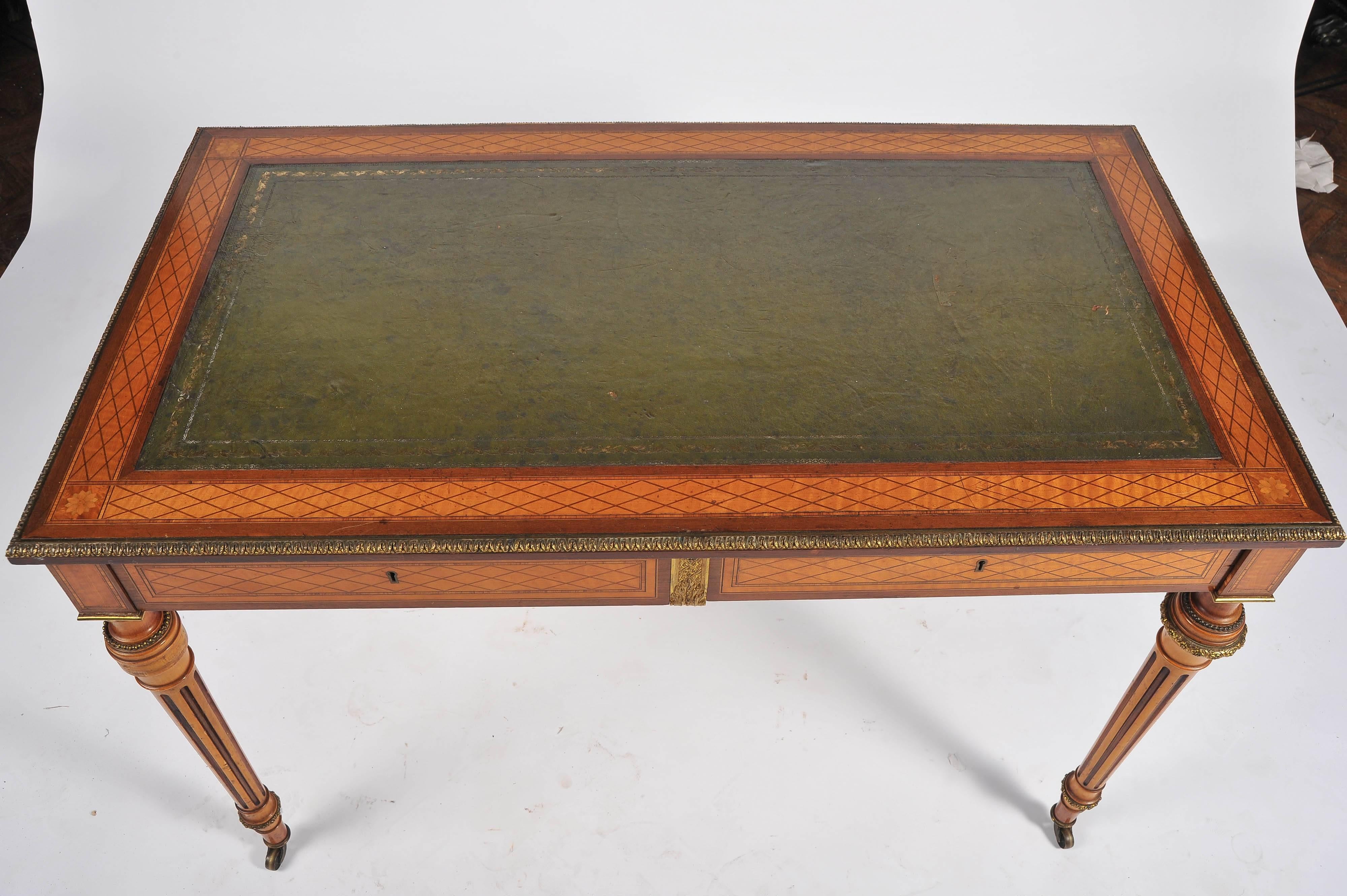 19th Century Parquetry Inlaid Writing Table, in the Manner of Donald Ross 4