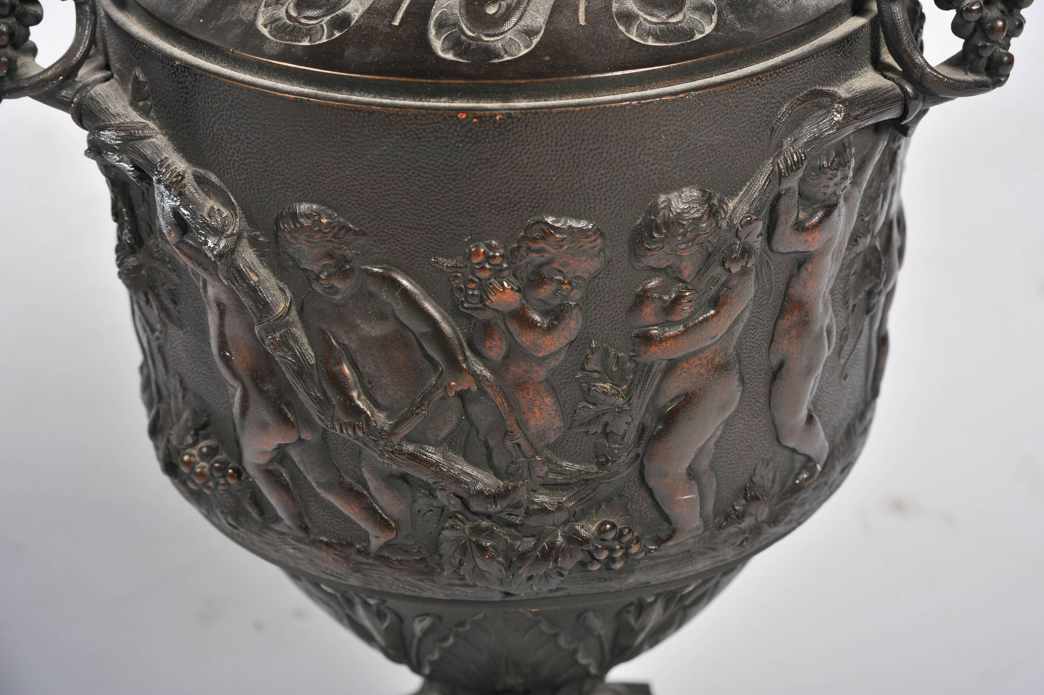 French Pair of 19th Century Louis XVI Style Bronze Urns