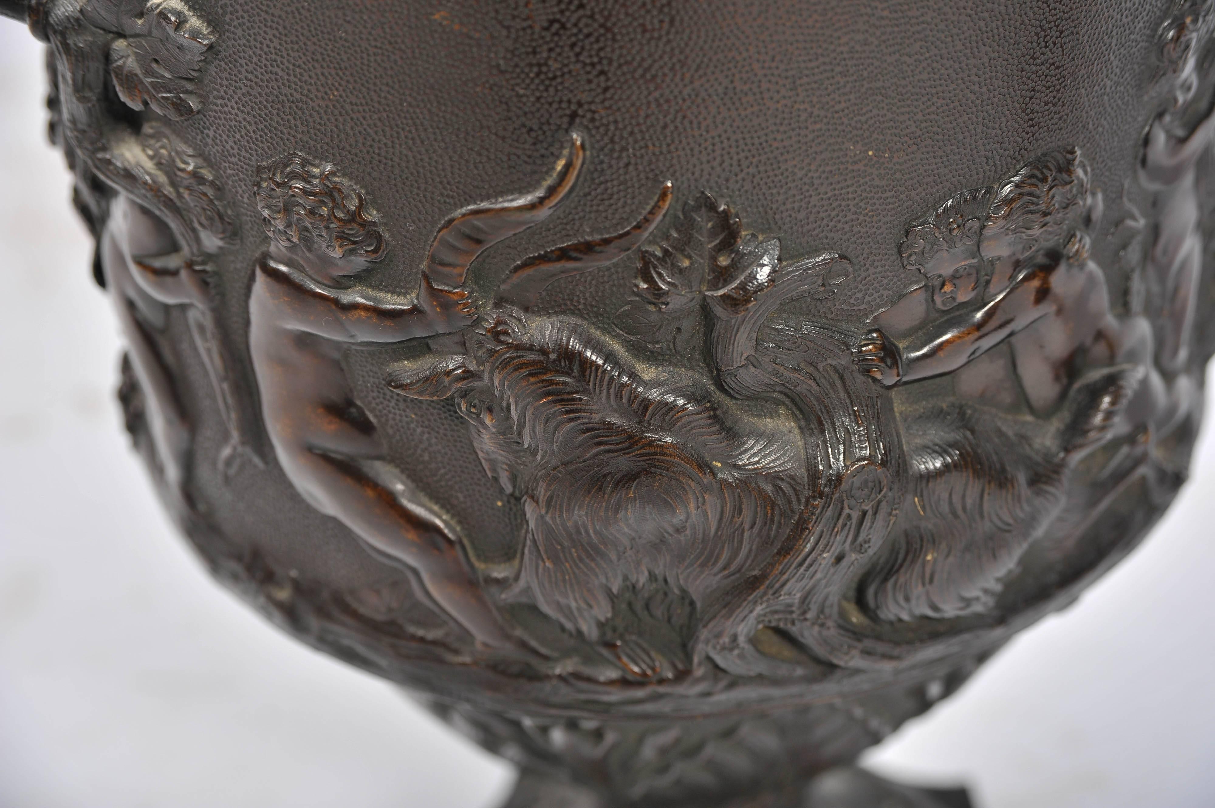 Pair of 19th Century Louis XVI Style Bronze Urns 2