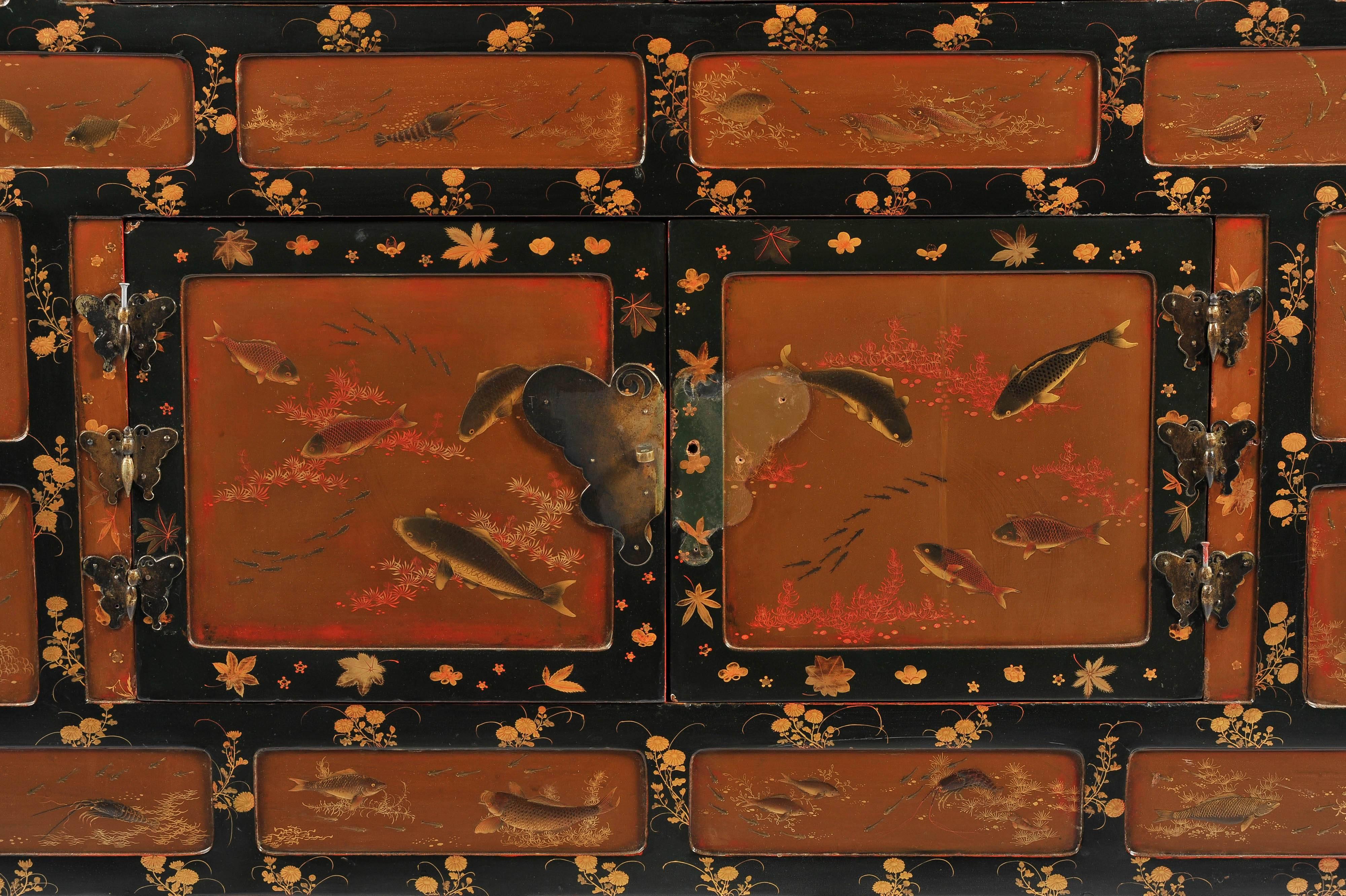 Lacquered Japanese Meiji Period Lacquer Cabinet