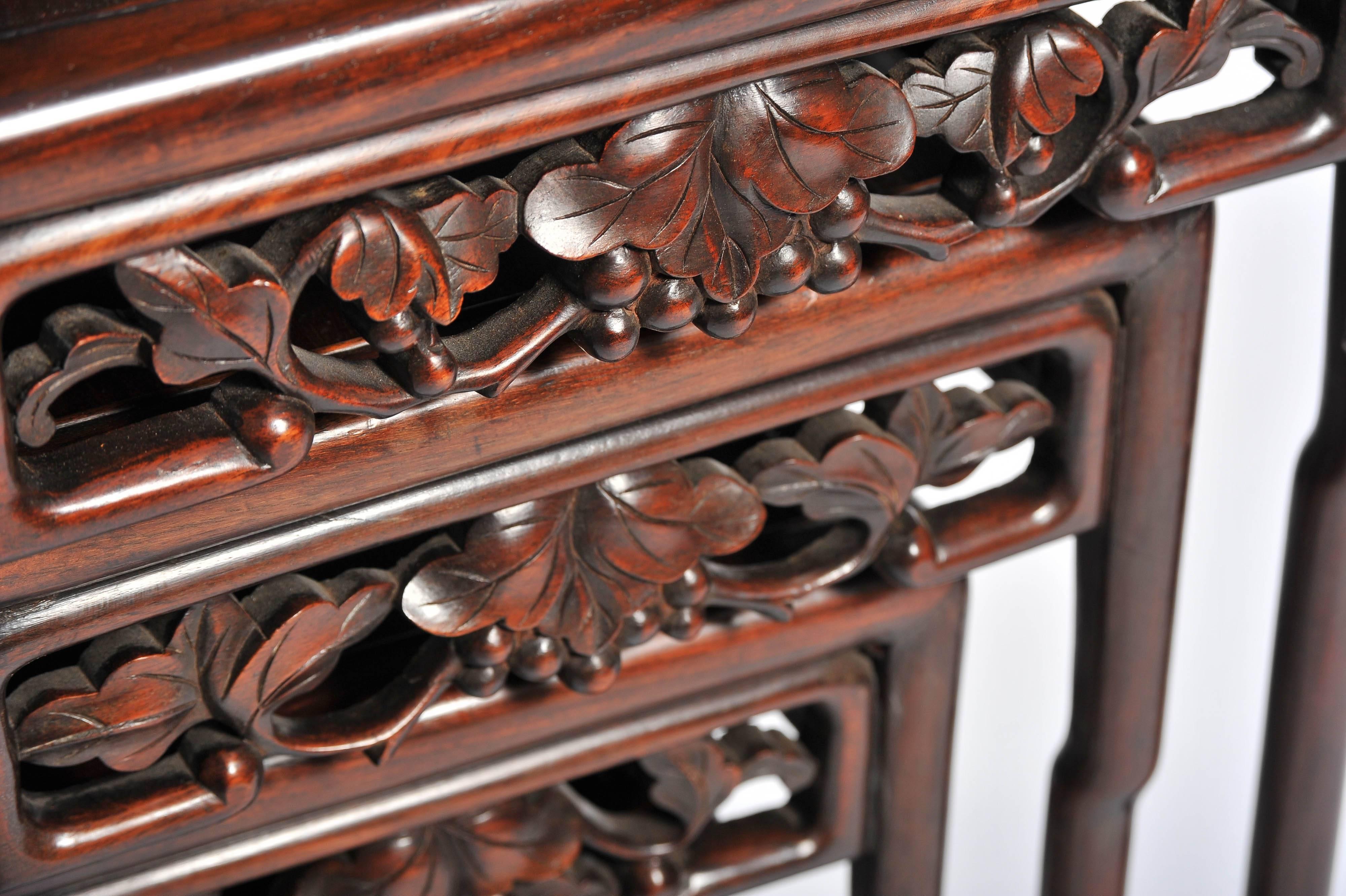 Hand-Carved Nest of Four 19th Century Chinese Hardwood Tables For Sale