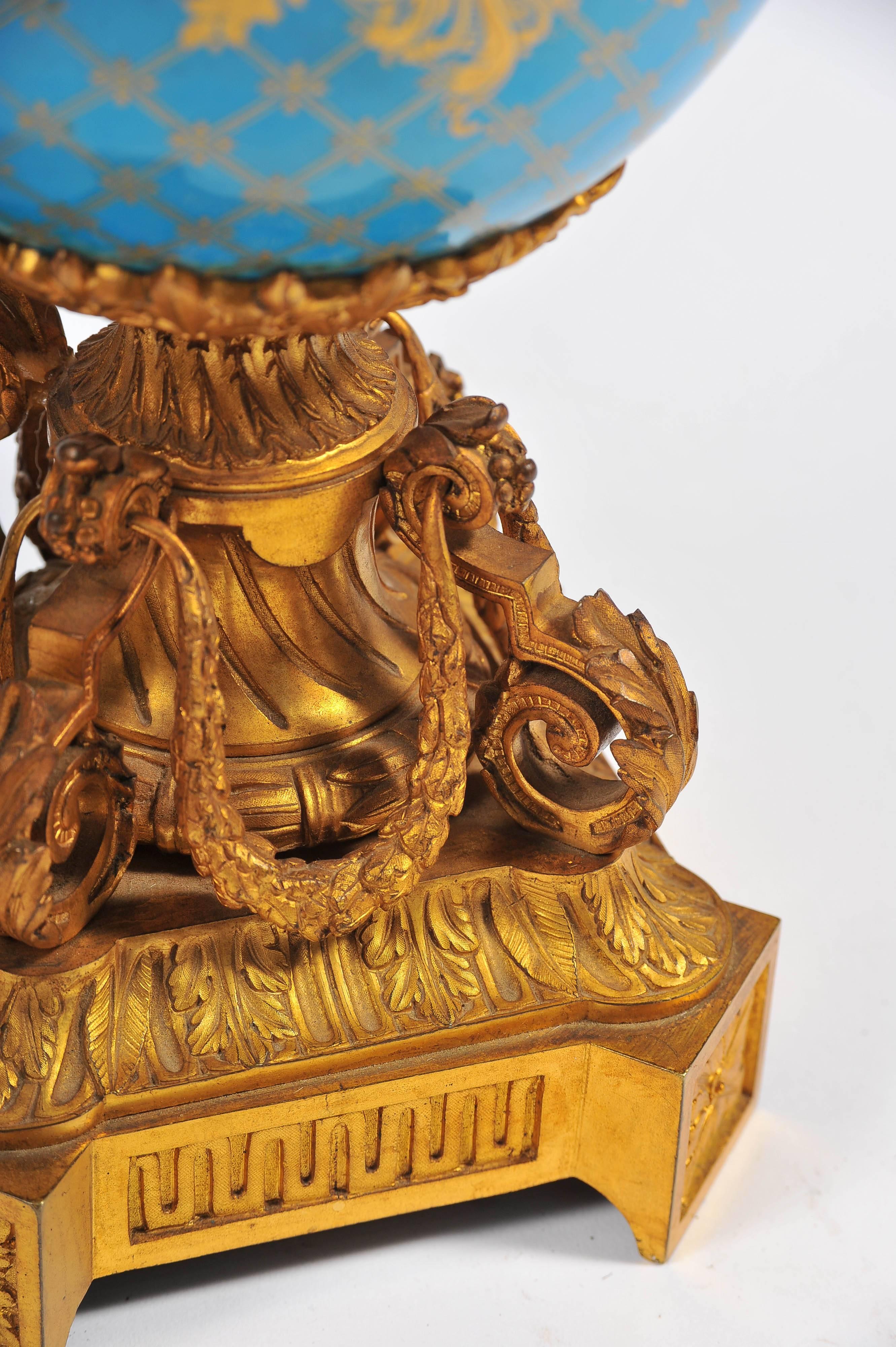 Pair of 19th Century Sevres, Ormolu-Mounted Vases For Sale 5