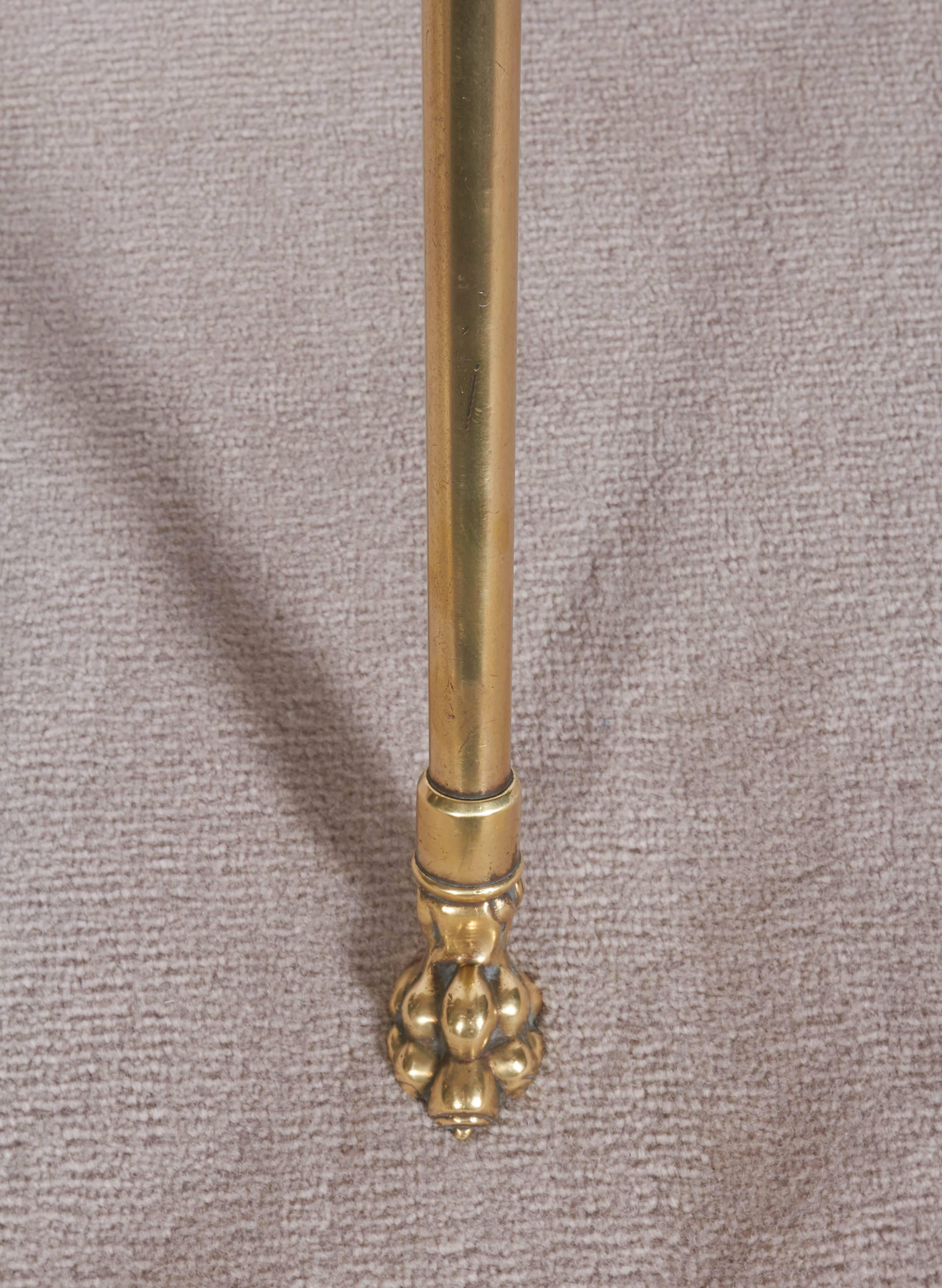 Polished Victorian Italian Brass Coat Rack with Hairy Paw Feet
