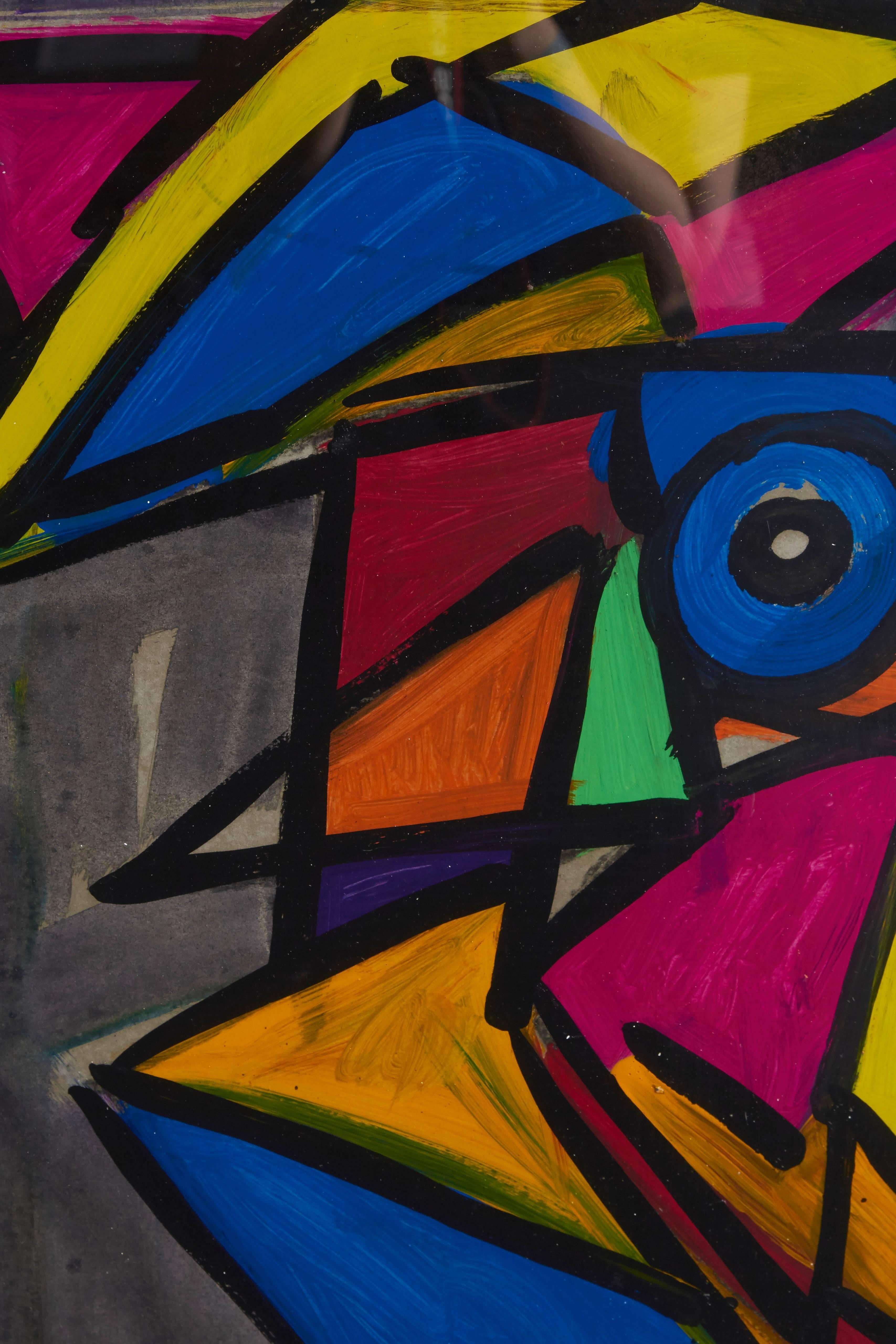 Peter Robert Keil, 'Abstract Face', Oil on Board, Signed and Dated In Good Condition For Sale In New York, NY