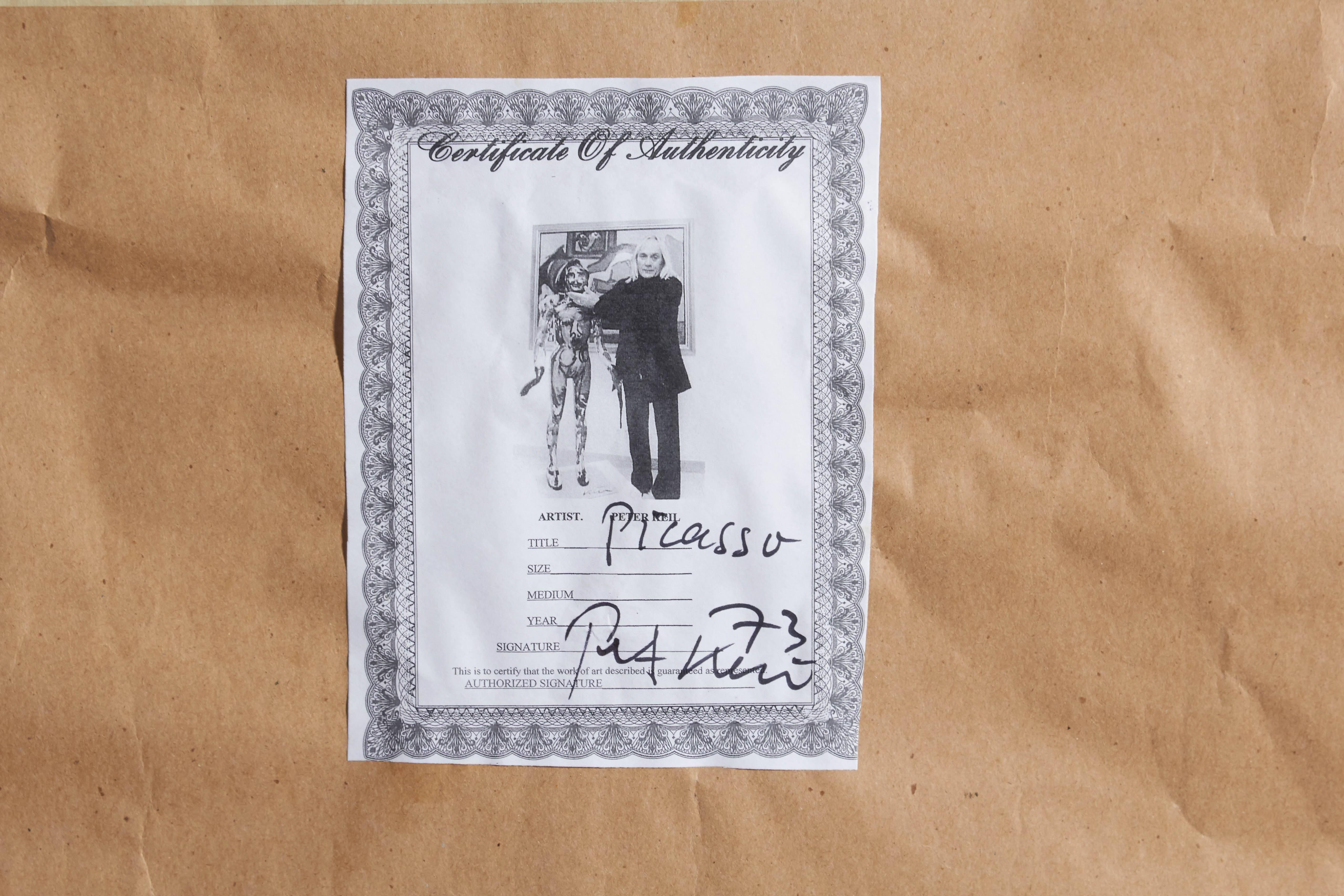 Peter Robert Keil, „Mein Freund Pablo Picasso“, Öl auf Karton, signiert und datiert im Zustand „Gut“ im Angebot in New York, NY
