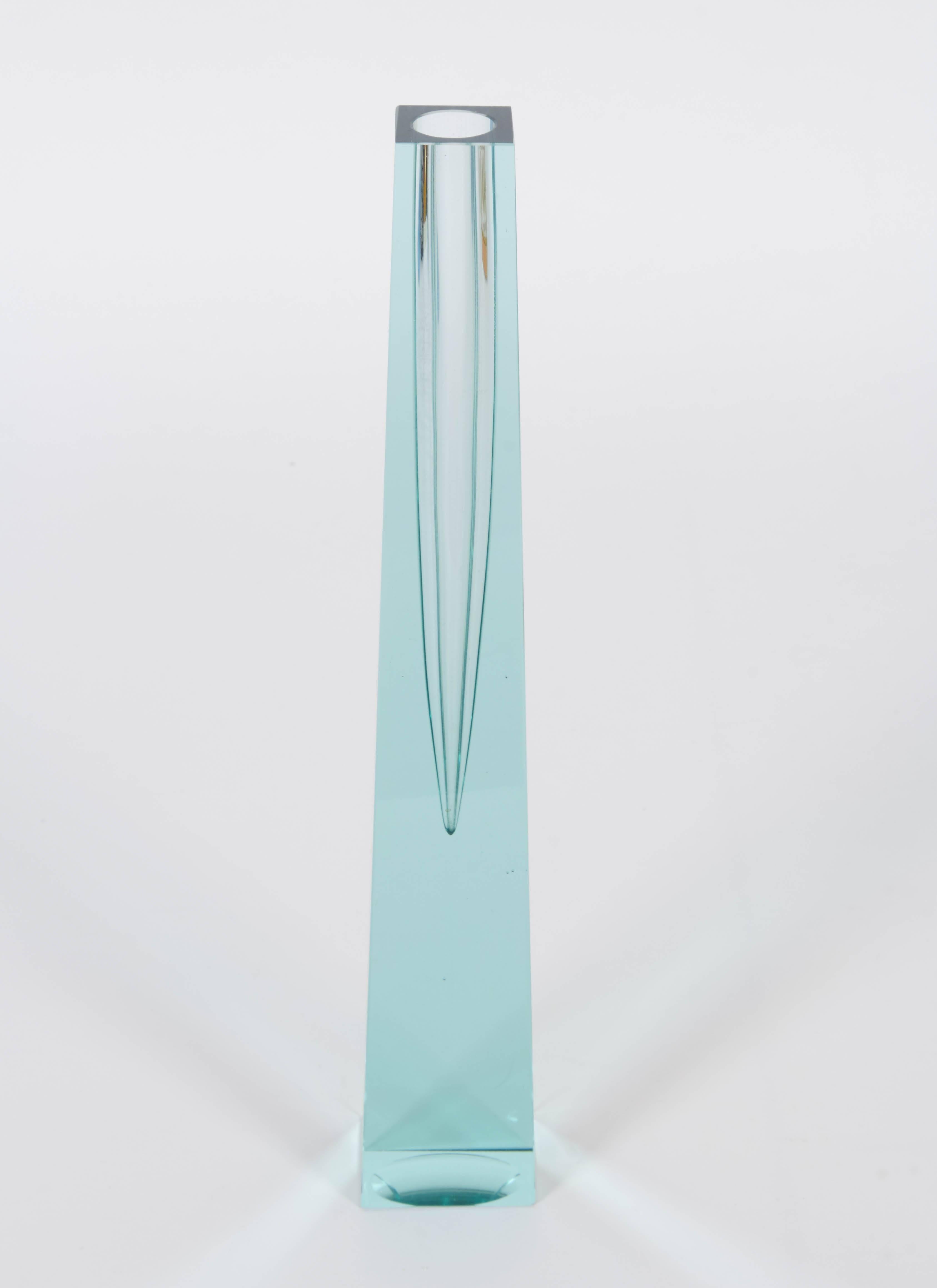 1960s Czech Aqua Crystal Bud Vase in the Manner of Pavel Hlava In Excellent Condition In New York, NY