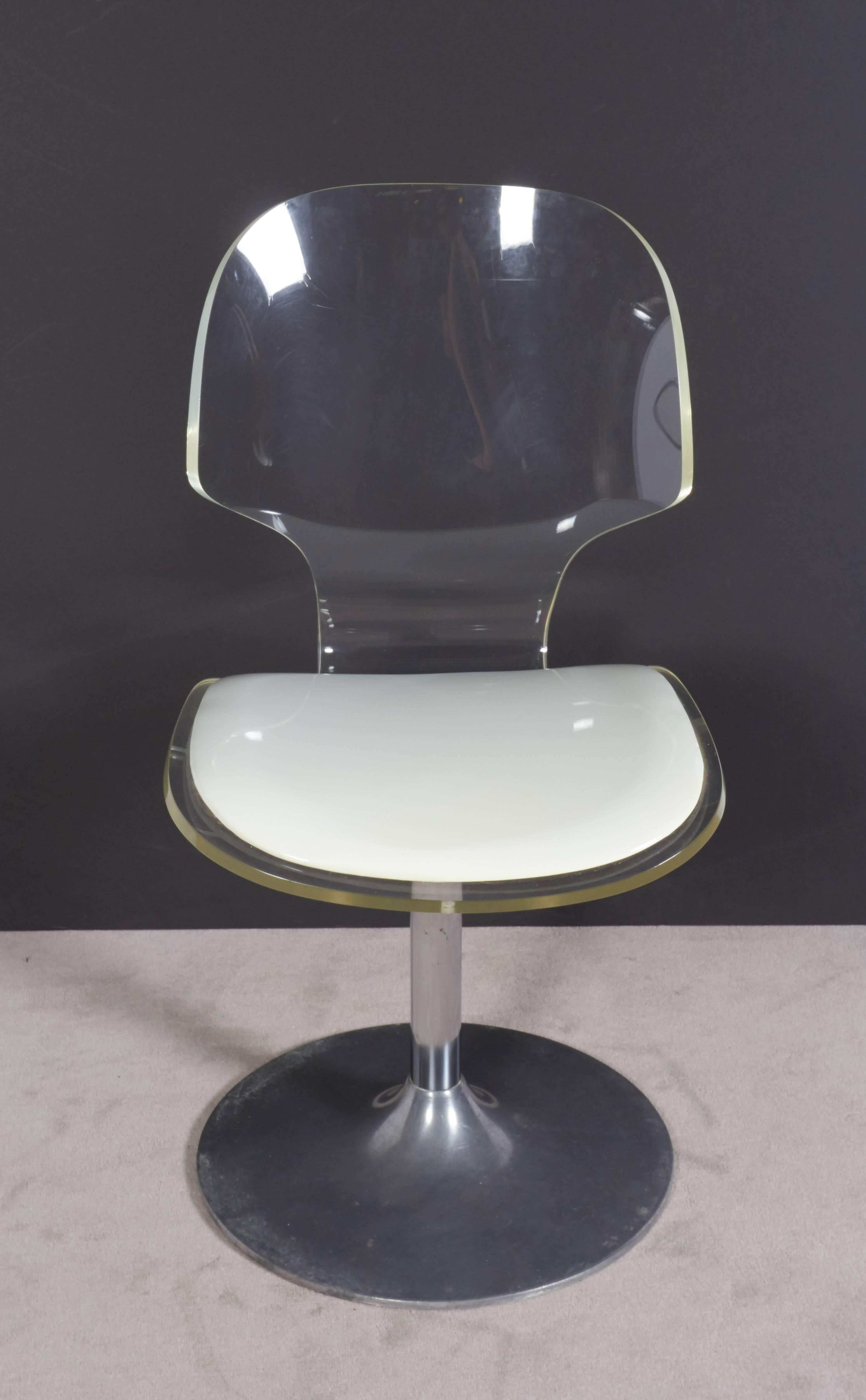 Late 20th Century Hill Manufacturing Lucite Chair on Aluminium Tulip Base
