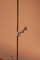 Mid-Century Modern Locking Cabinet with Rose-Tinted Mirrors