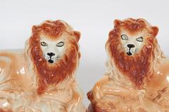 Pair of Staffordshire Ceramic Lions