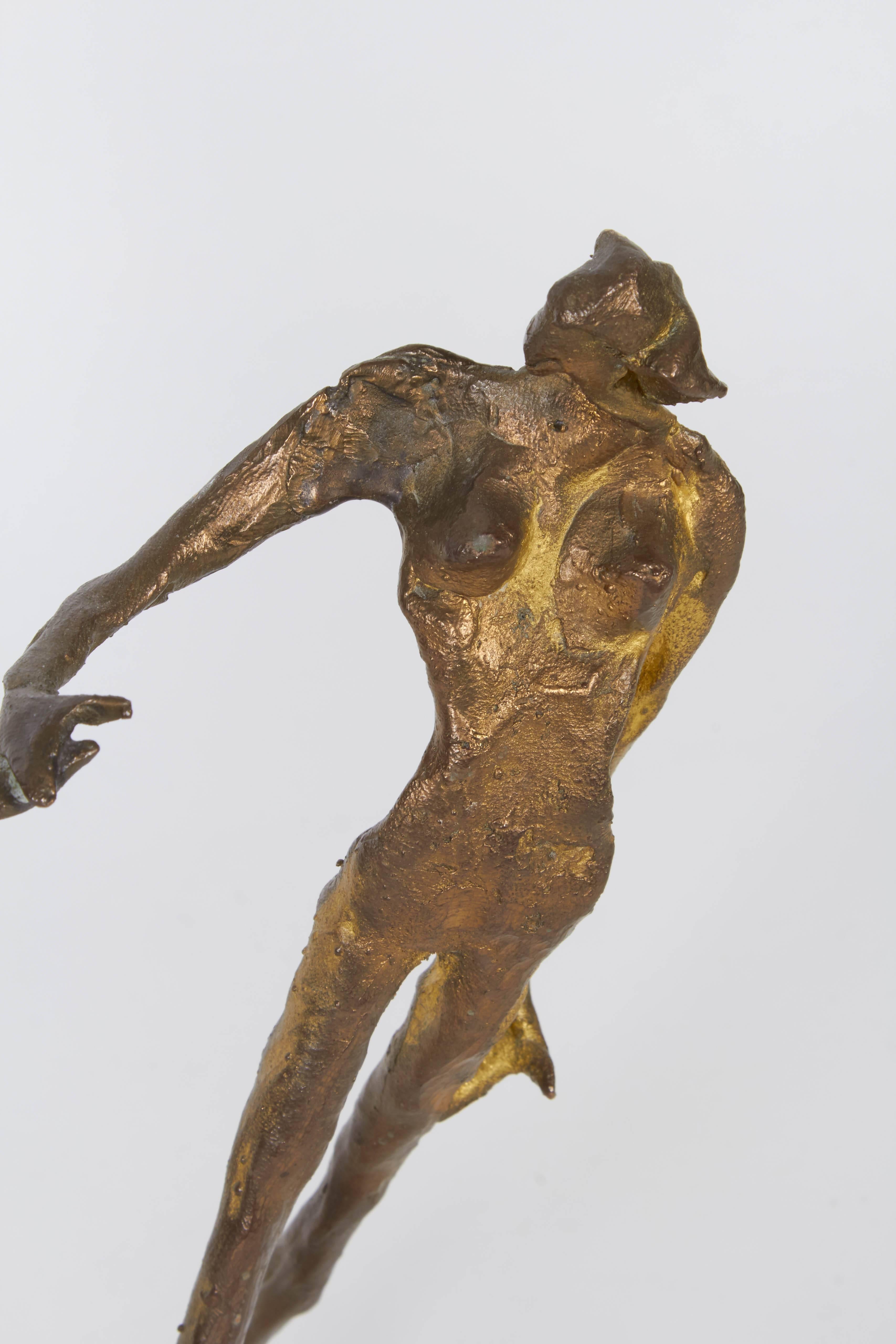 Italian Emanuele Scarnicci Abstract Bronze Sculpture with Two Dancers, Signed