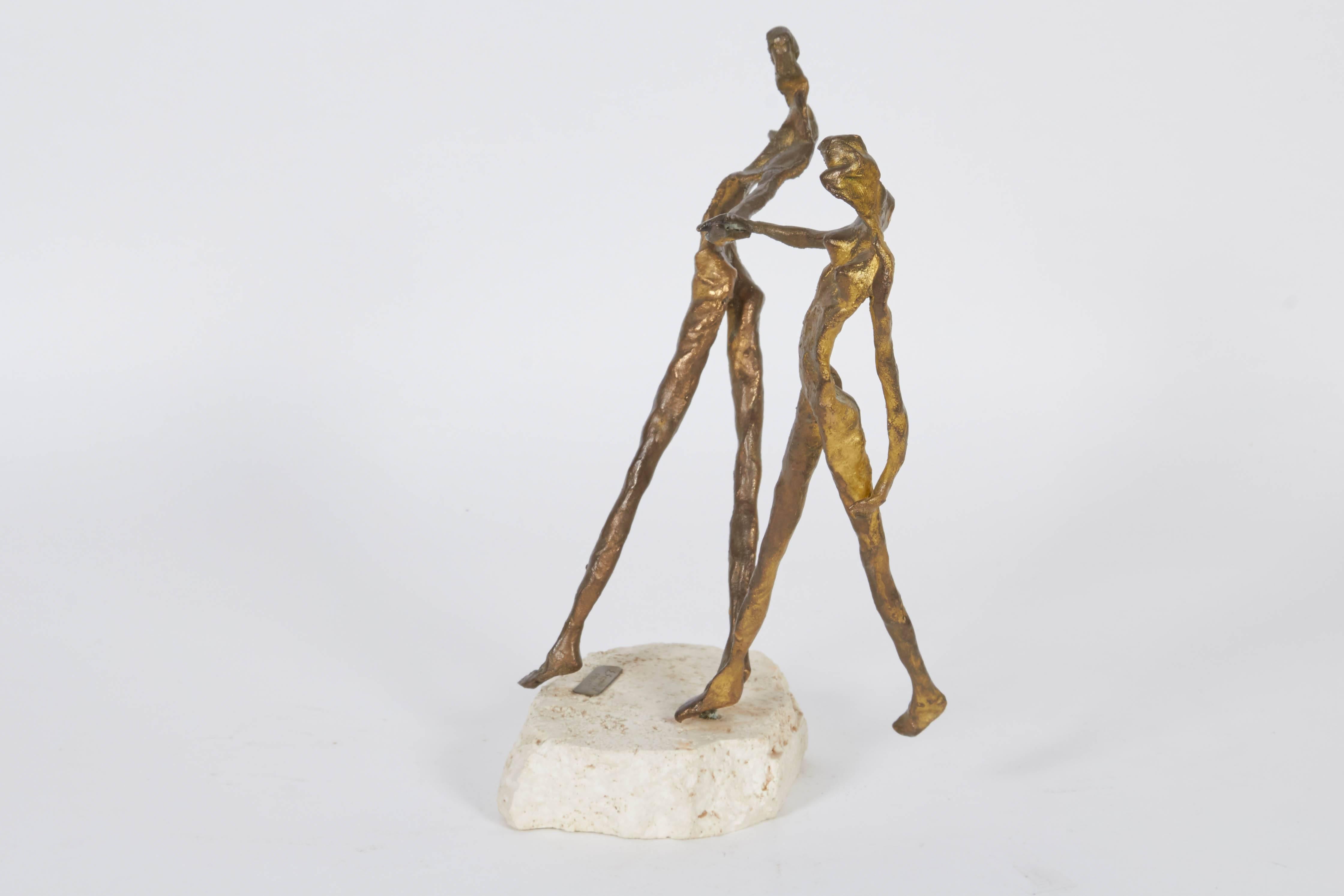Emanuele Scarnicci Abstract Bronze Sculpture with Two Dancers, Signed In Good Condition In New York, NY