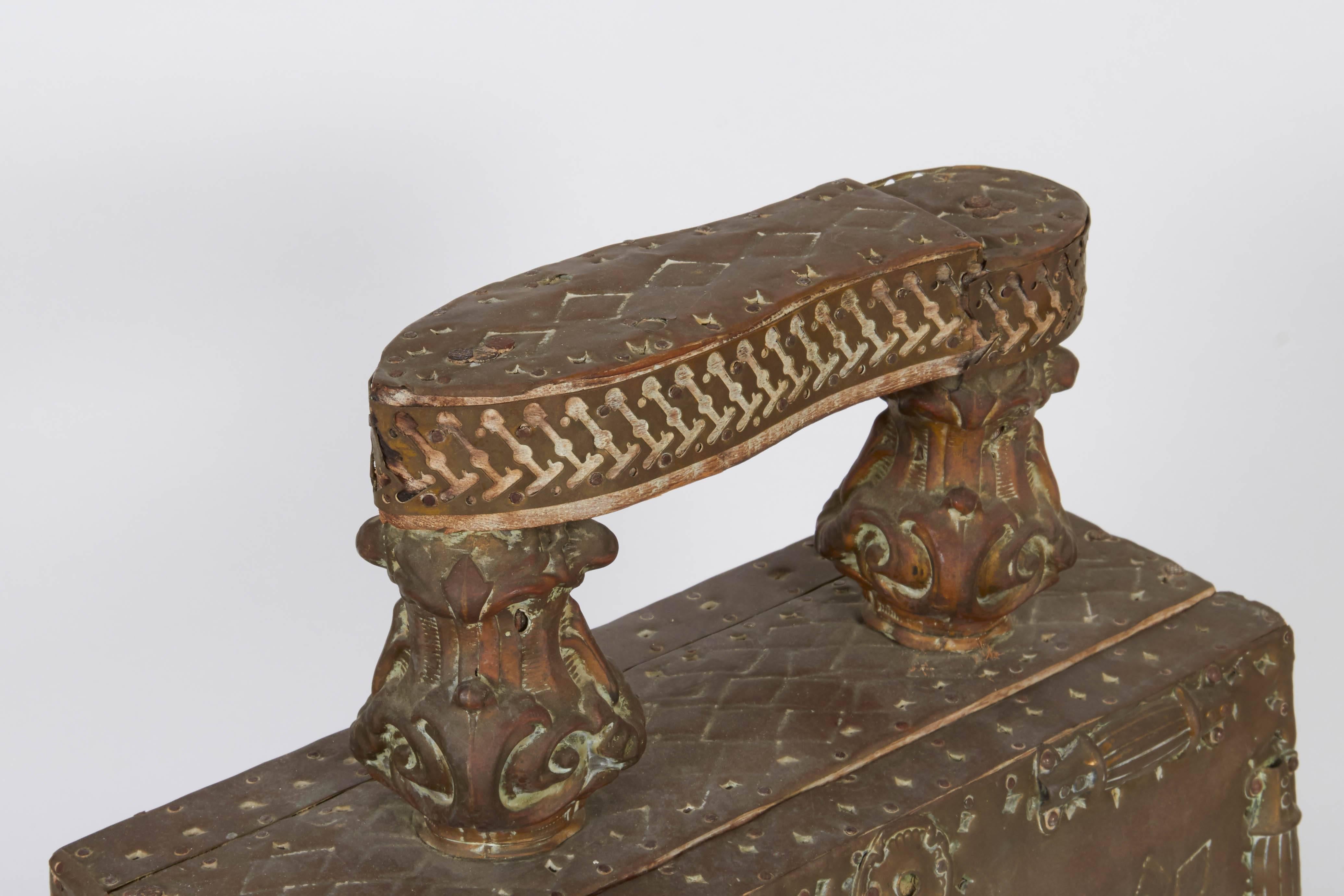 Moorish Moroccan Early 20th Century Incised Brass Shoe Shine Stand