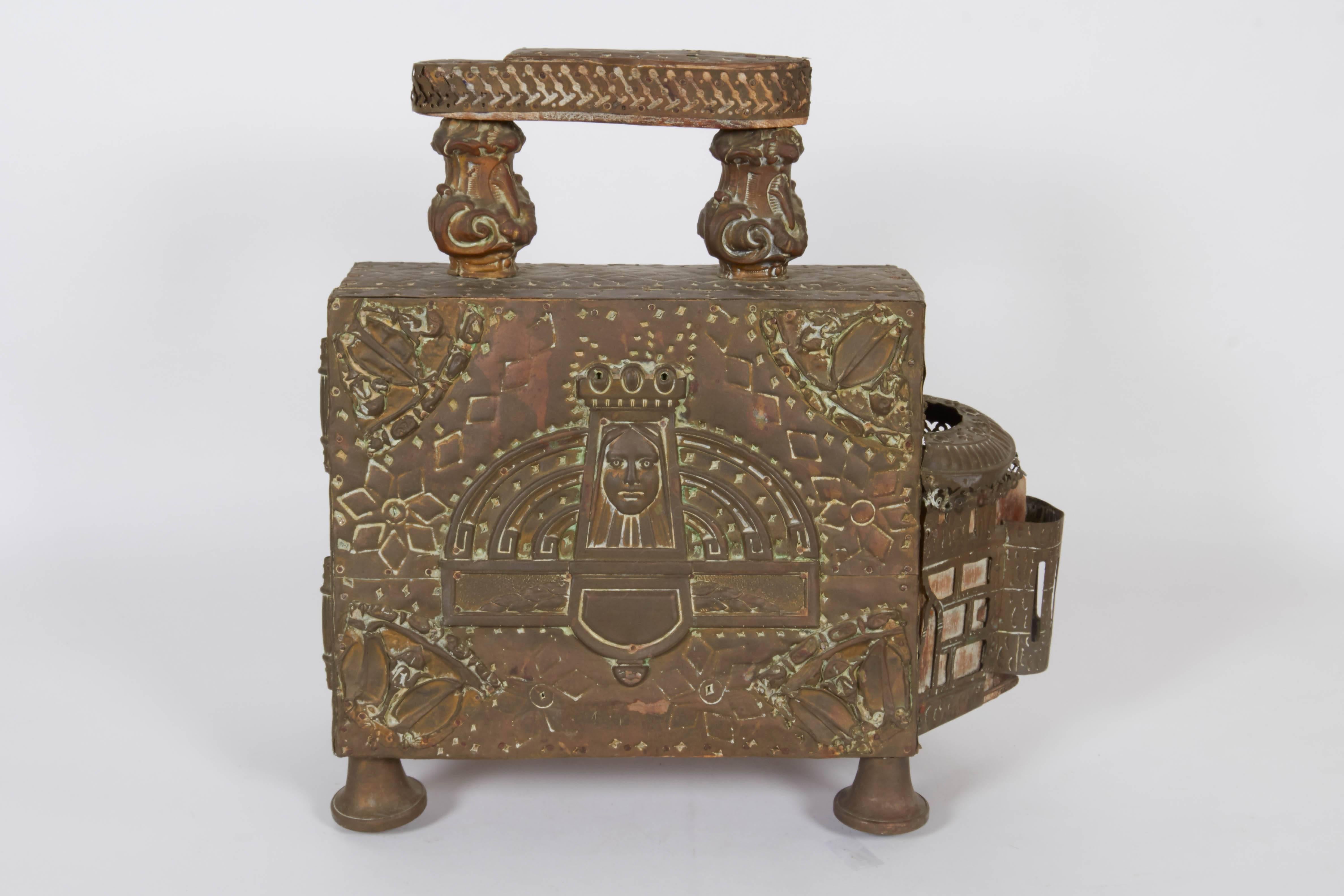 Moroccan Early 20th Century Incised Brass Shoe Shine Stand 5