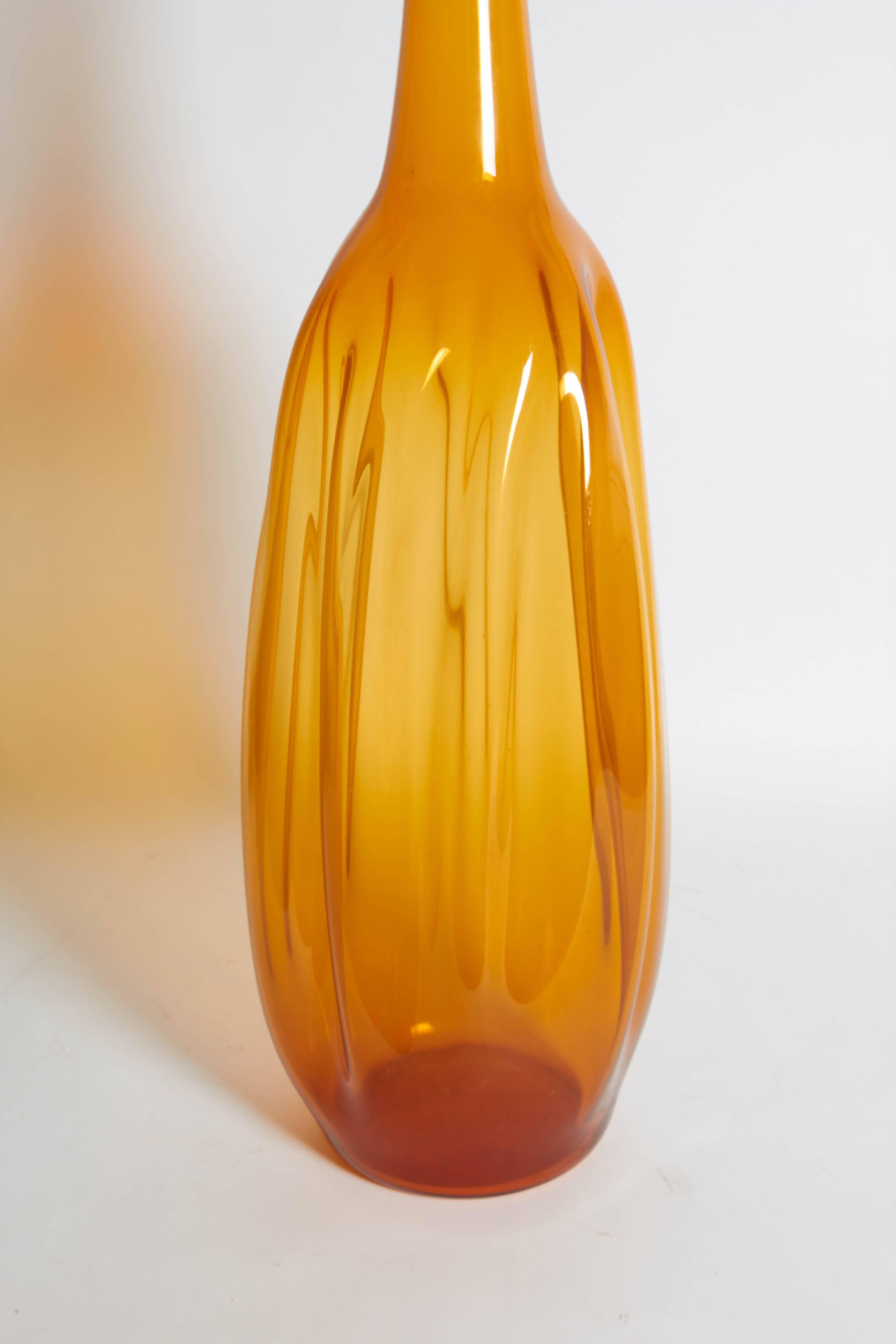 amber blown glass vase