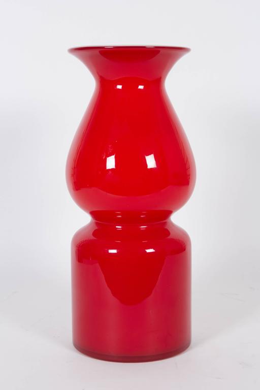 Manner of Per Lutken for Holmegaard Red Cased 'Carnaby' Style Glass Vase at  1stDibs
