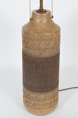 Italian Bitossi 1960s Incised Pottery Lamp, Imported by Raymor