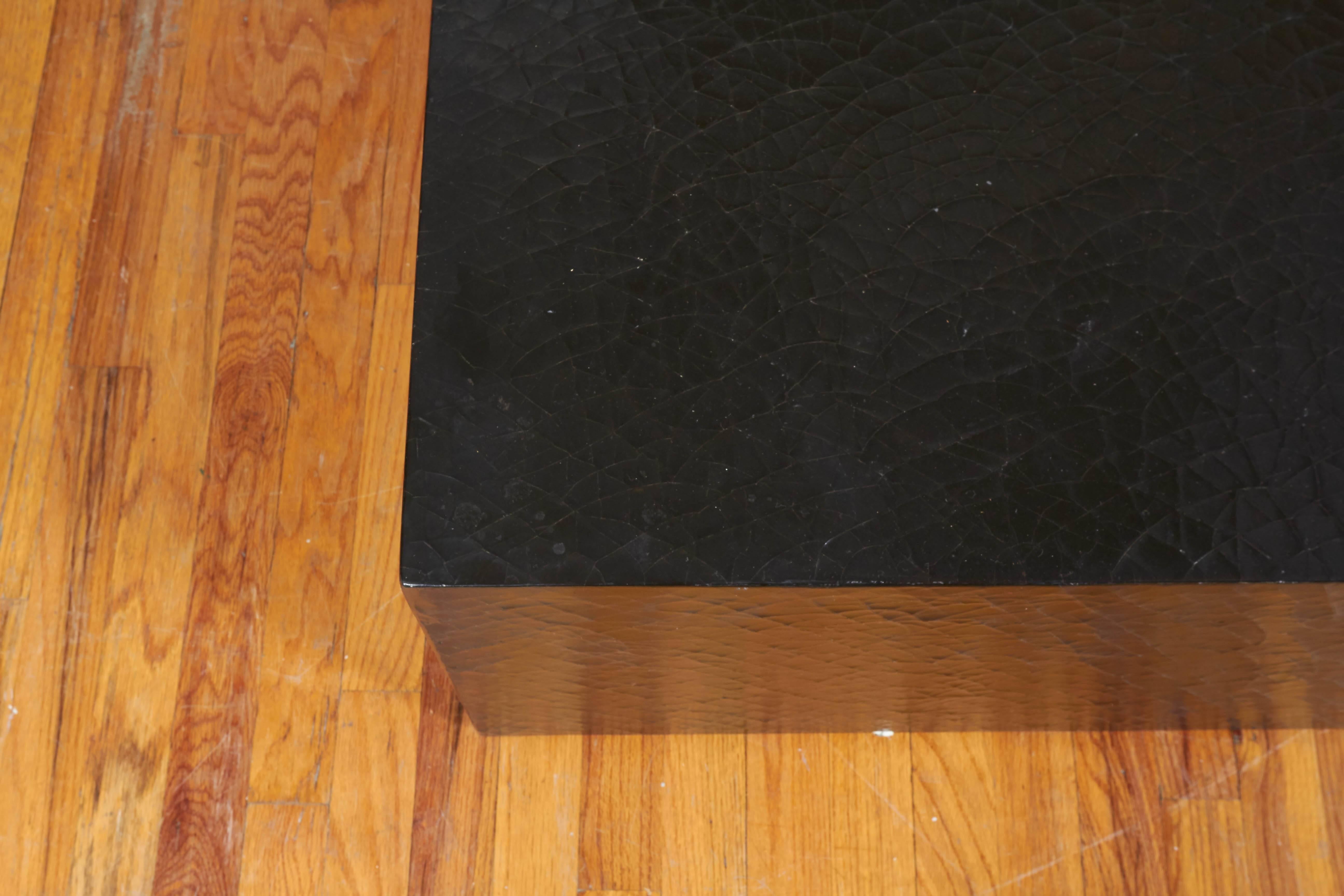 Thomas Pheasant Black Crackle Lacquer Scroll Coffee Table for Baker In Good Condition In New York, NY