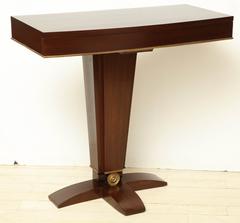 French Art Deco Rosewood Console Table on Pedestal Base, circa 1940