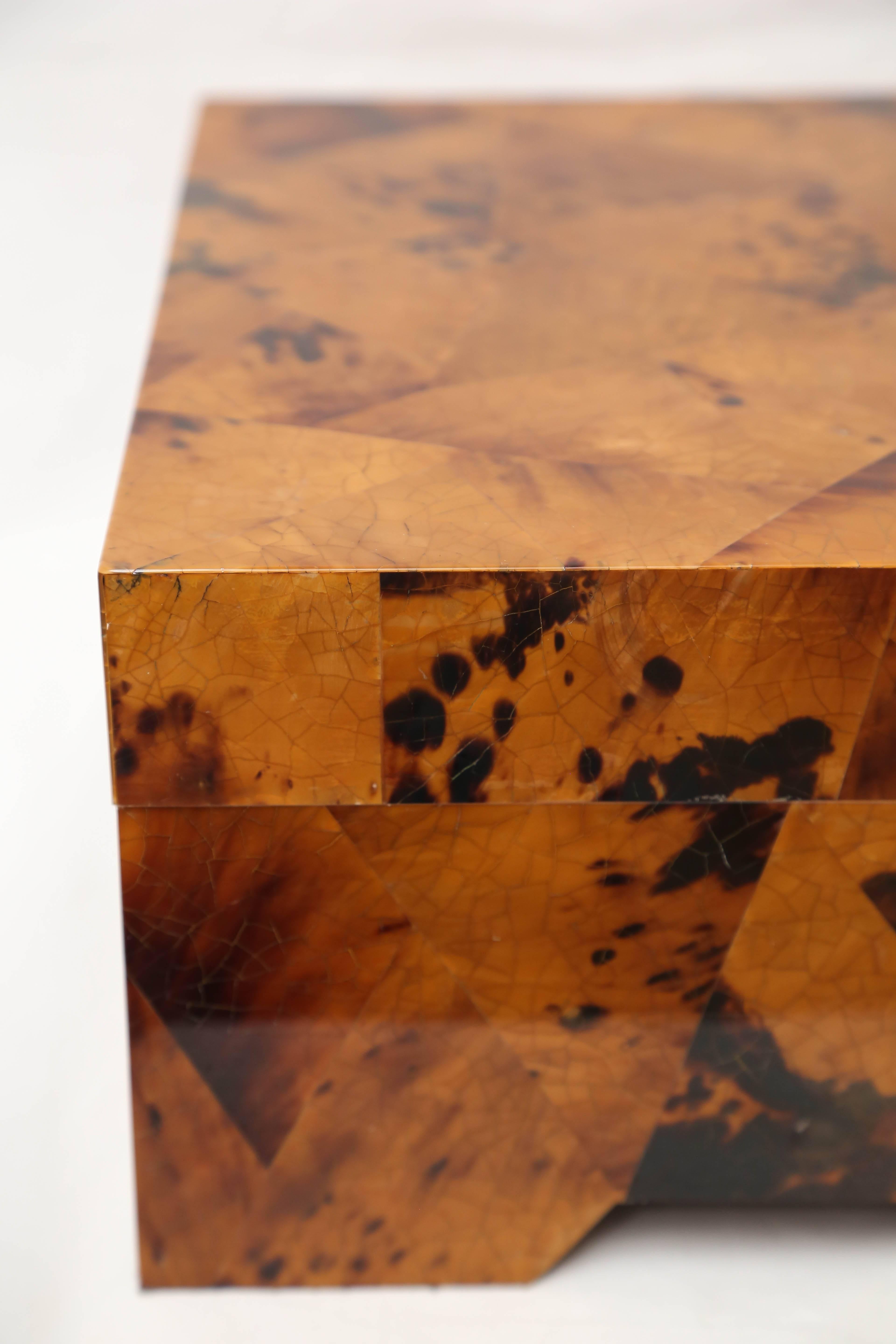 Italian Eugenio Tavola by Oggetti Horn and Shell Box over Wood