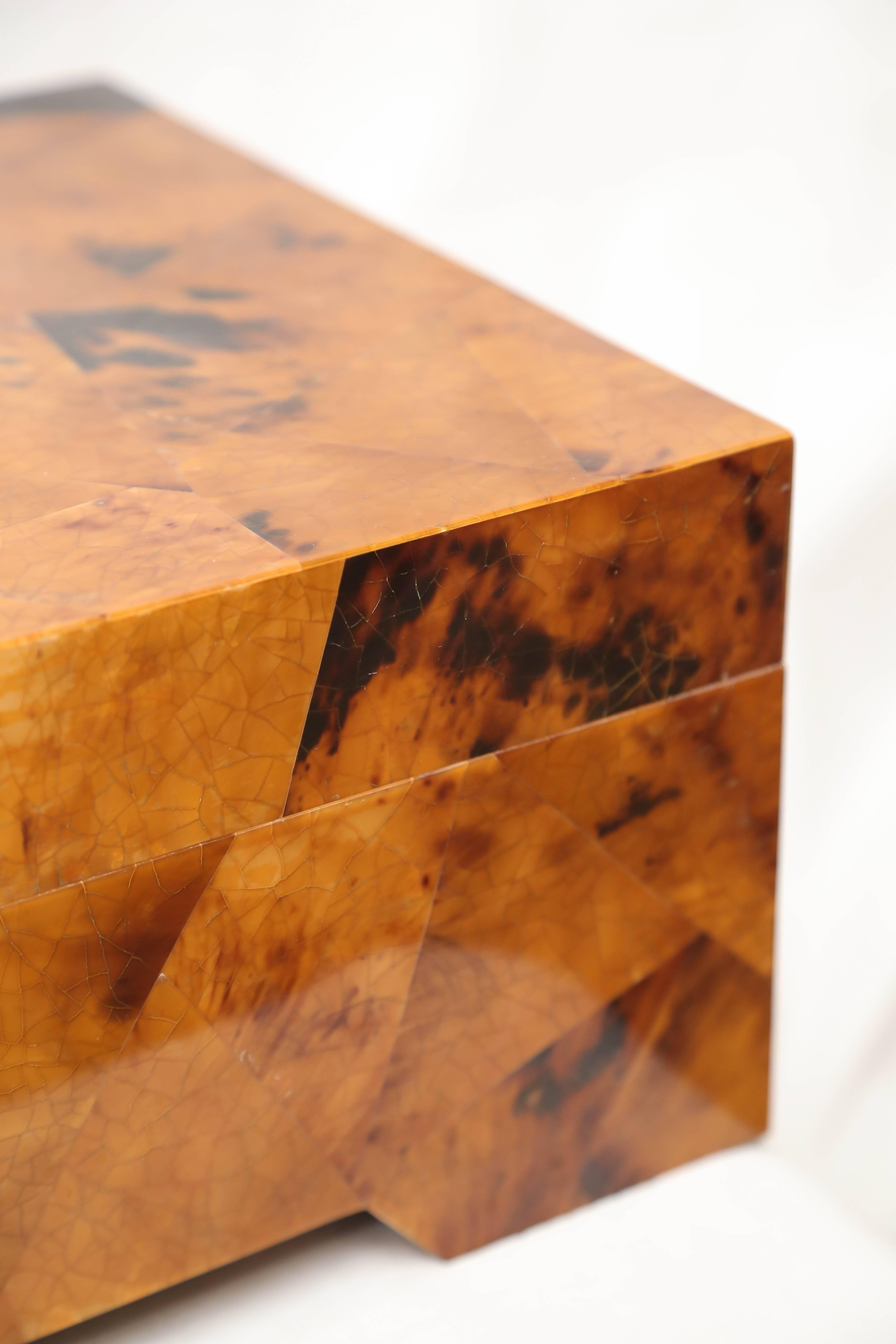 Eugenio Tavola by Oggetti Horn and Shell Box over Wood In Good Condition In Miami, FL
