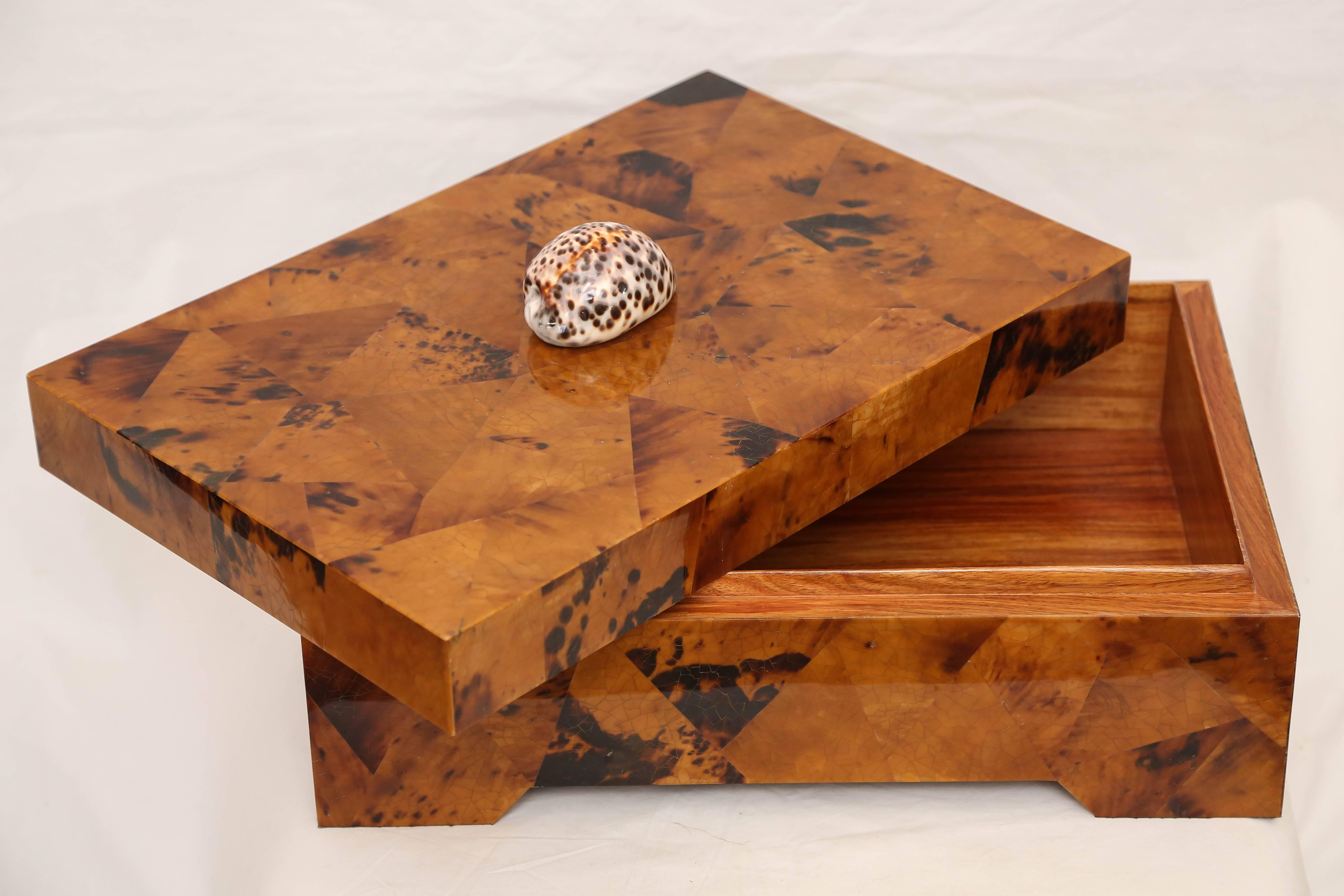 Late 20th Century Eugenio Tavola by Oggetti Horn and Shell Box over Wood