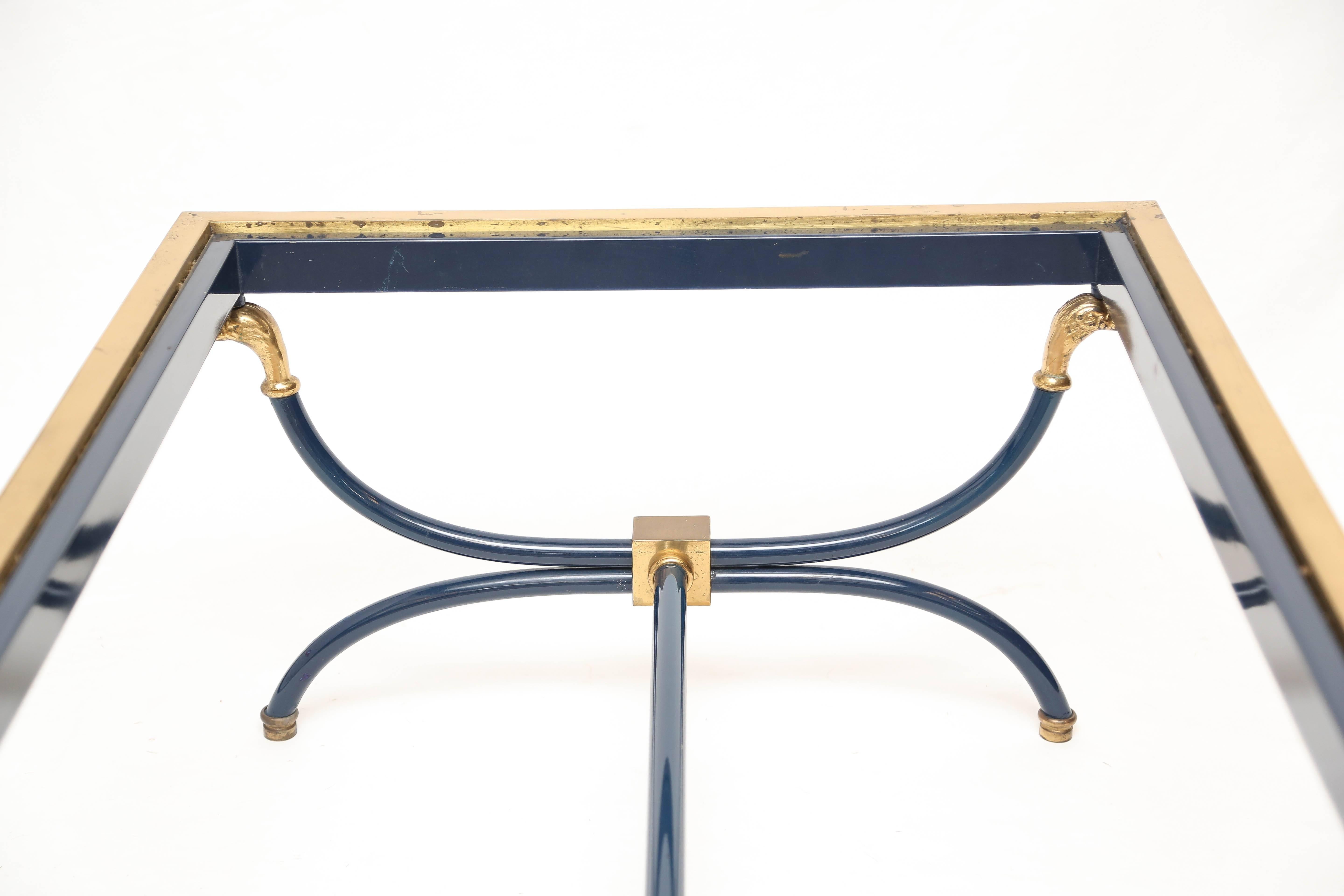Mid-20th Century French Maison Jansen Style Coffee Table with Brass