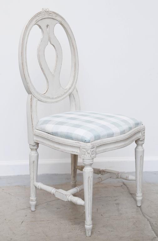 Set Of Six Antique Swedish Gustavian Style Painted Dining Chairs At Set Of Six Antique Swedish Gustavian Style Painted Dining Chairs In Good Condition For