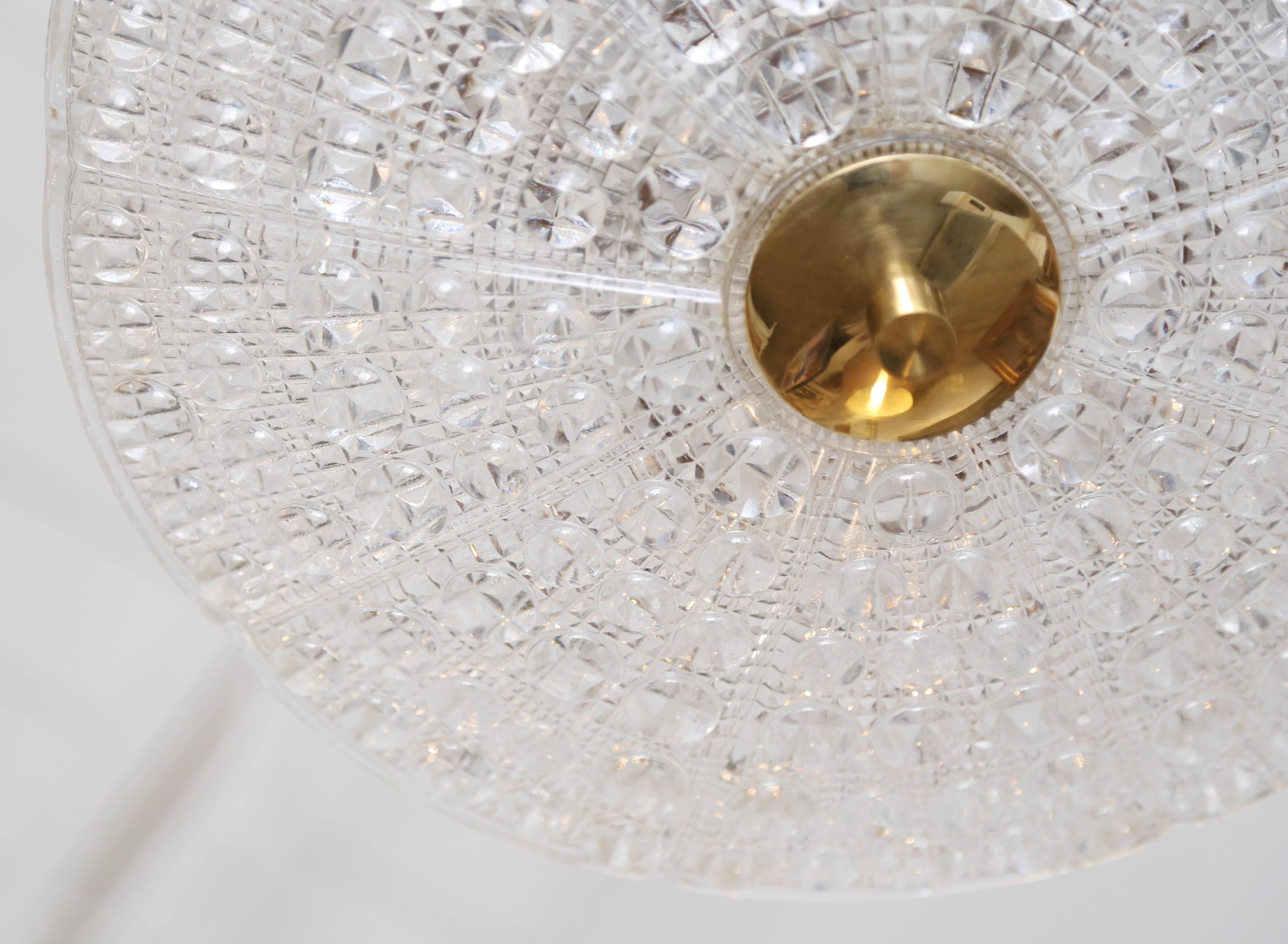 Carl Fagerlund for Orrefors Bubble Crystal Duel Disc Chandelier, circa 1960s In Good Condition For Sale In West Palm Beach, FL