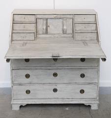 Antique Swedish Baroque Slant Front Desk Painted, Early 19th Century