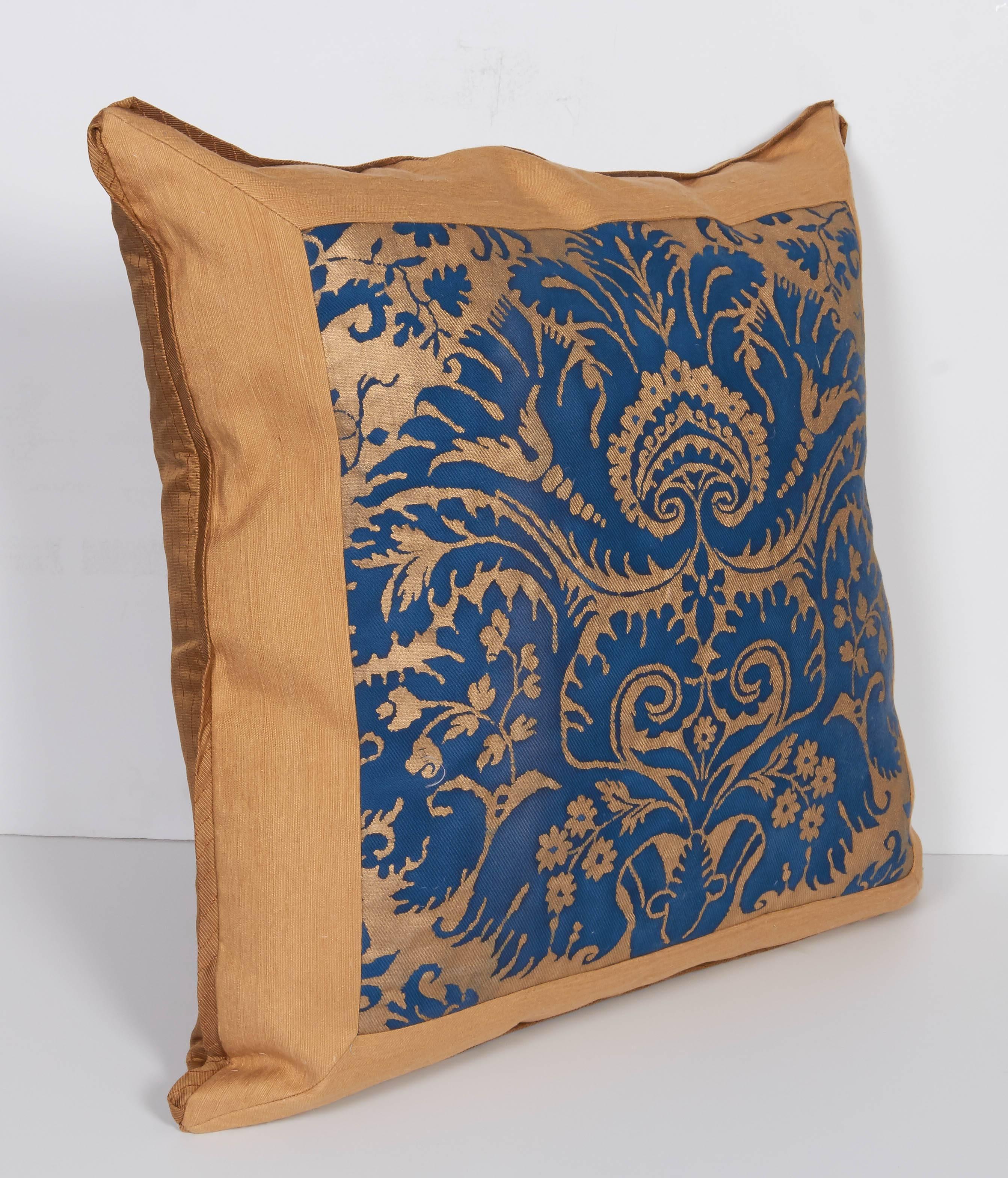 American A Mitered Fortuny Fabric Cushion in the DeMedici Pattern