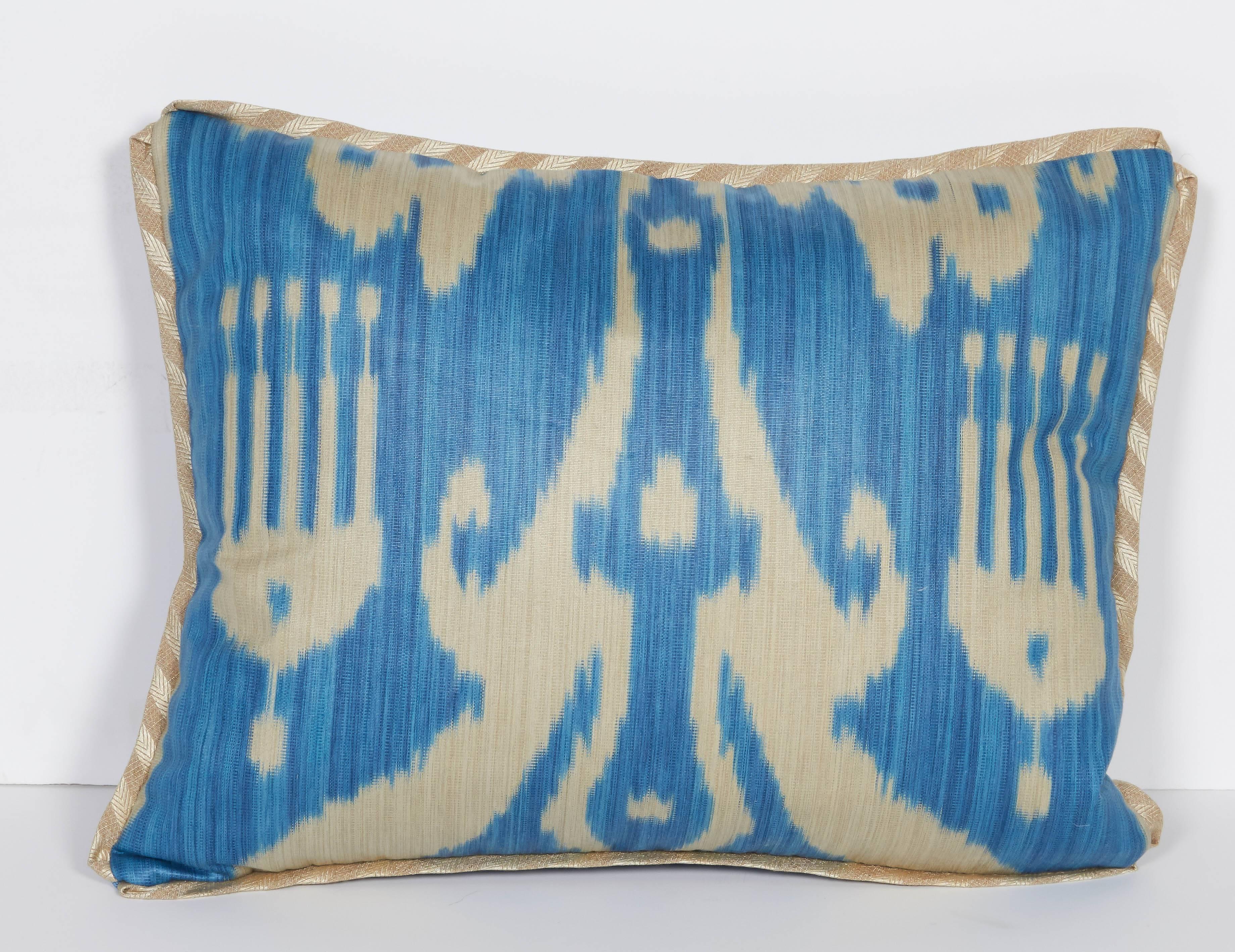 Modern A Newly Made Lumbar Cushion in Vintage Ikat Fabric