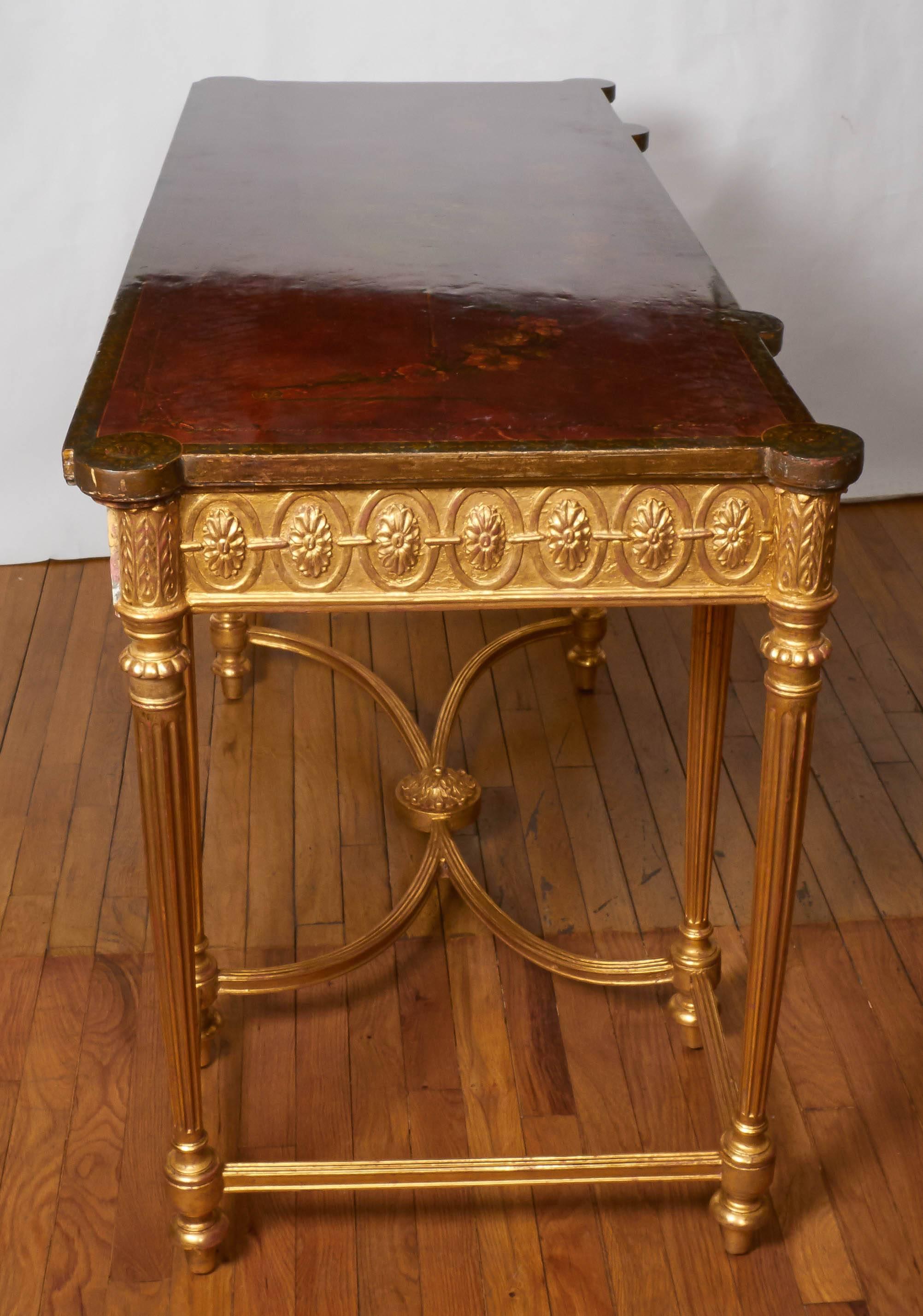 English Neoclassical Style Satinwood and Giltwood Console Table 3