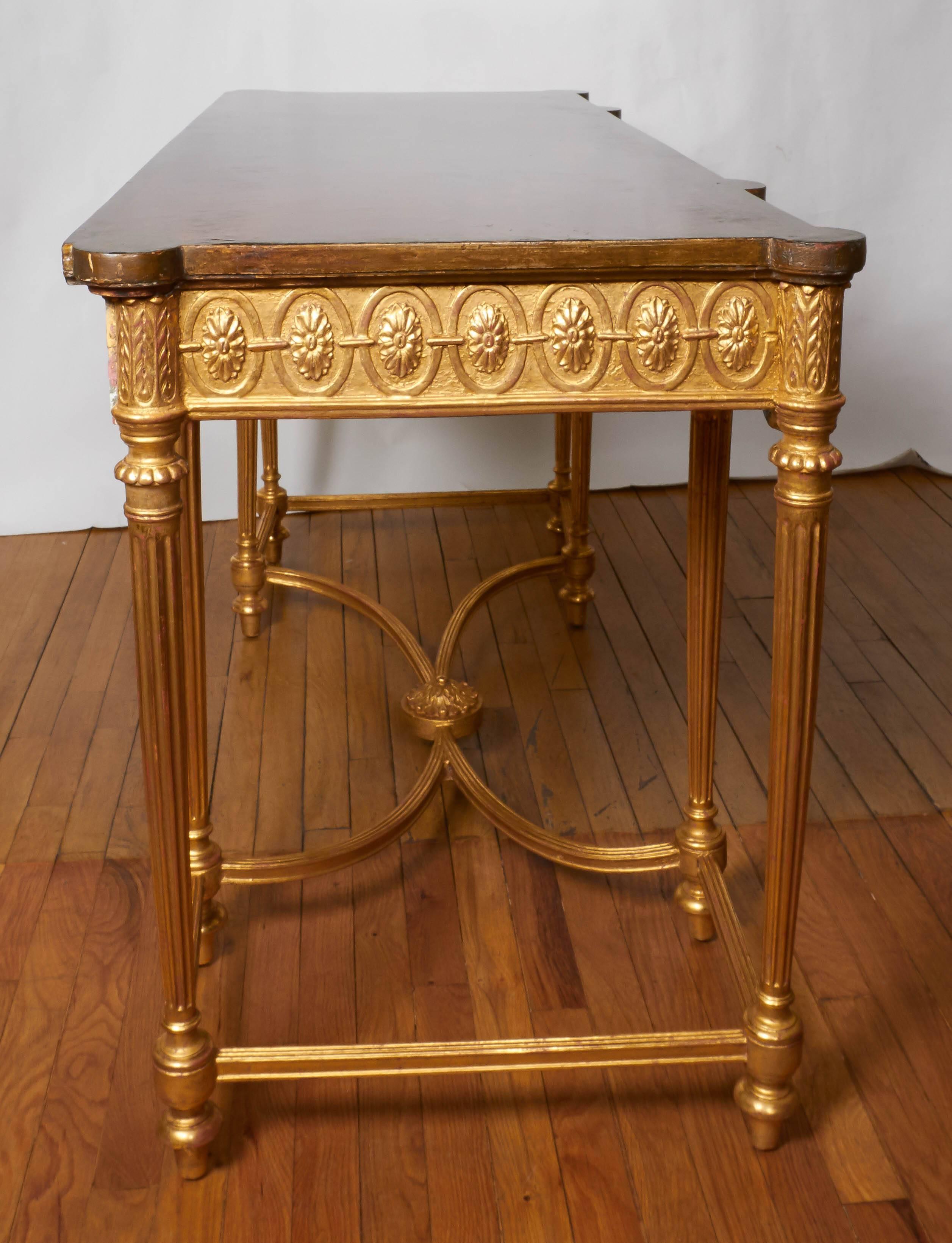 English Neoclassical Style Satinwood and Giltwood Console Table 4