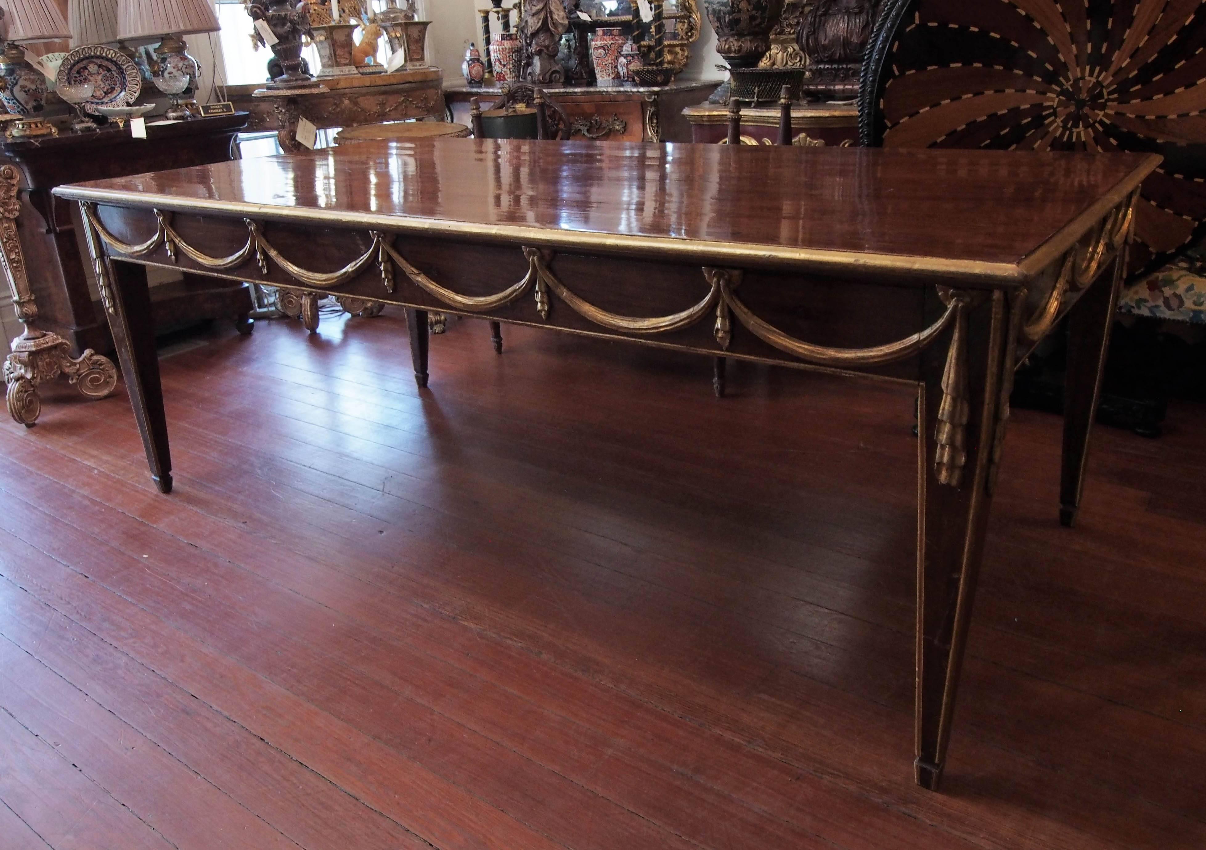 Italian Louis XVI Mahogany and Parcel-Gilt Dining Table 3