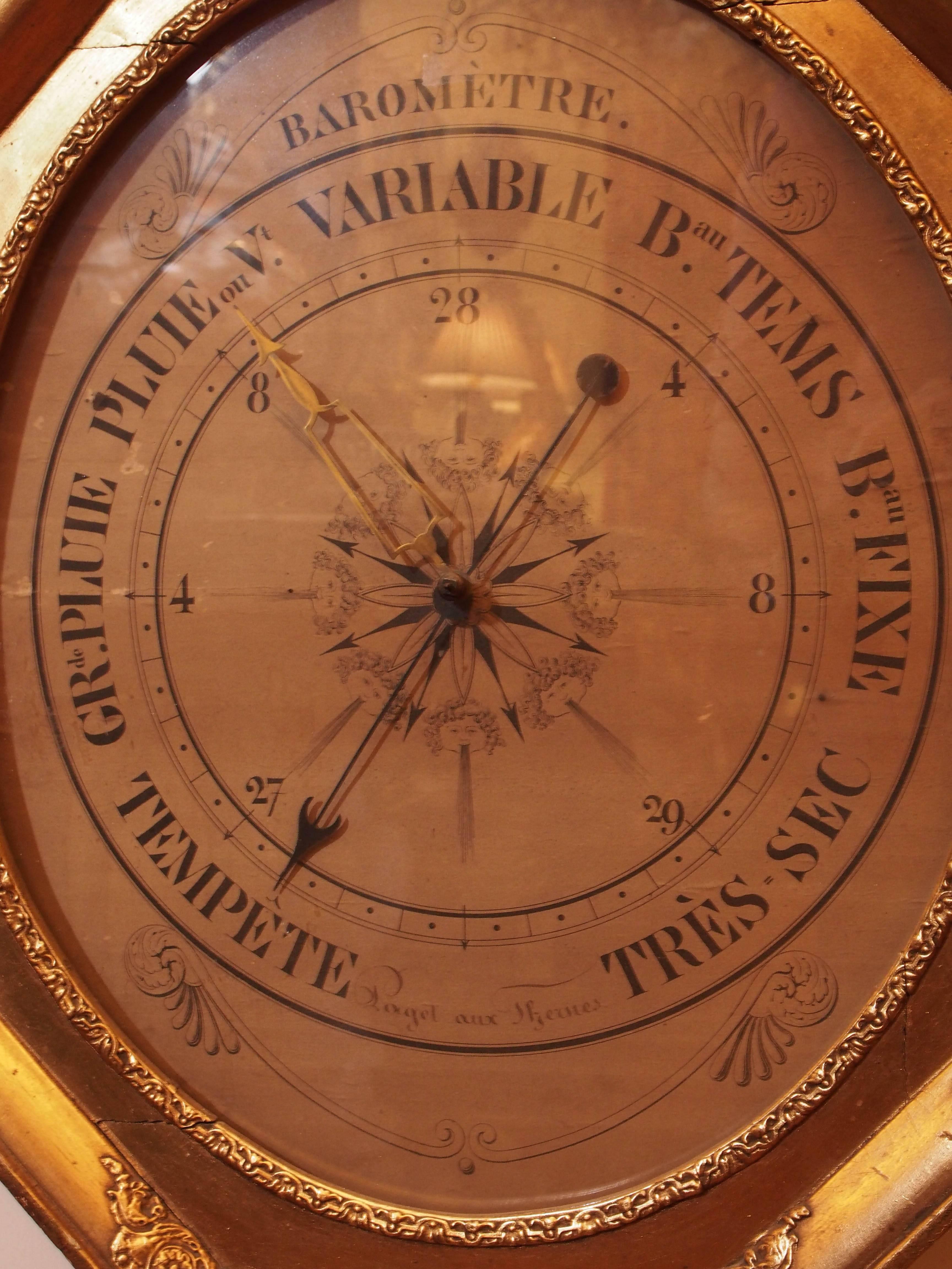 19th Century French Empire Gilt Barometer 1