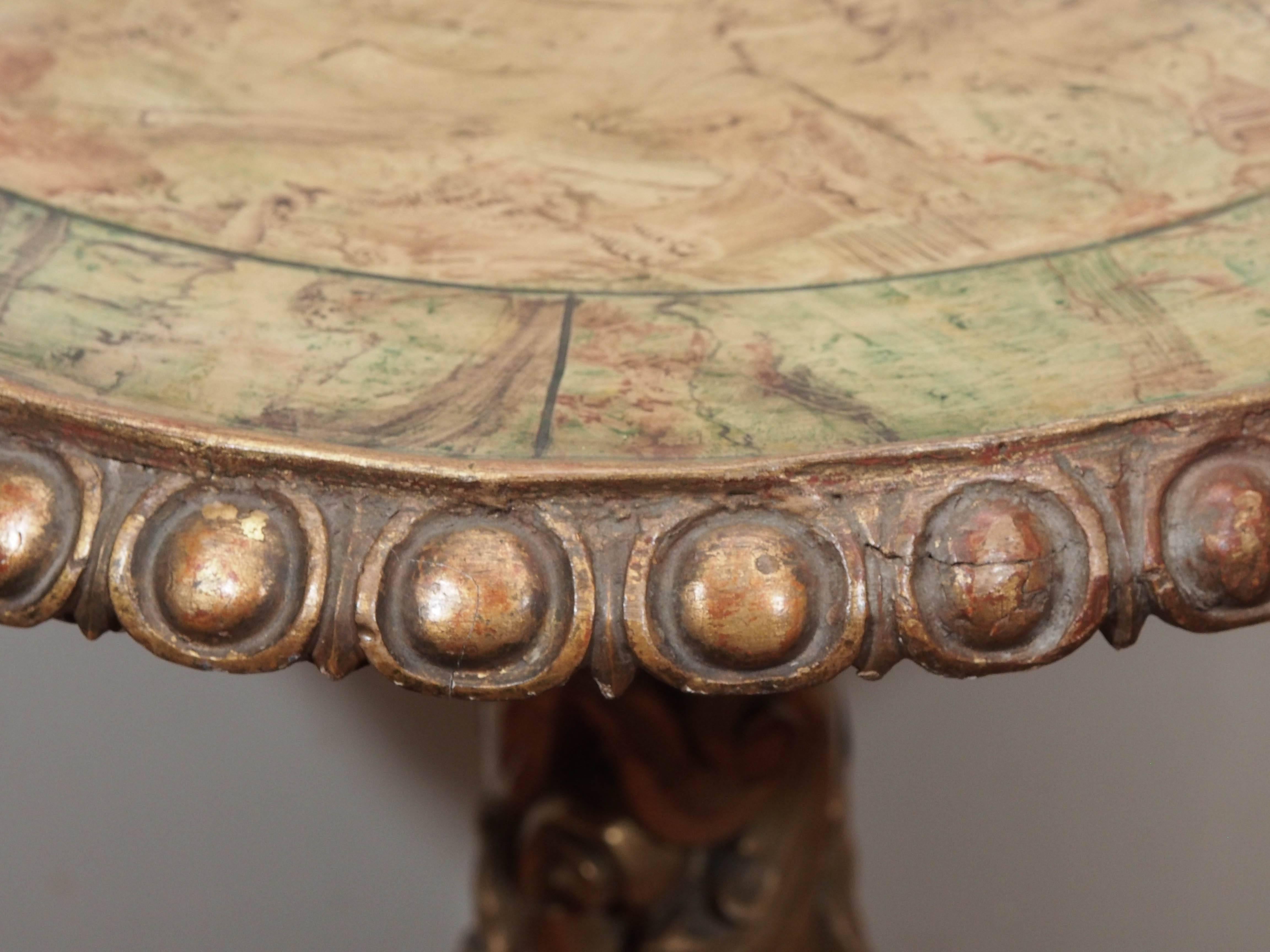 Italian Giltwood and Faux Marble Occasional Table In Good Condition For Sale In Natchez, MS