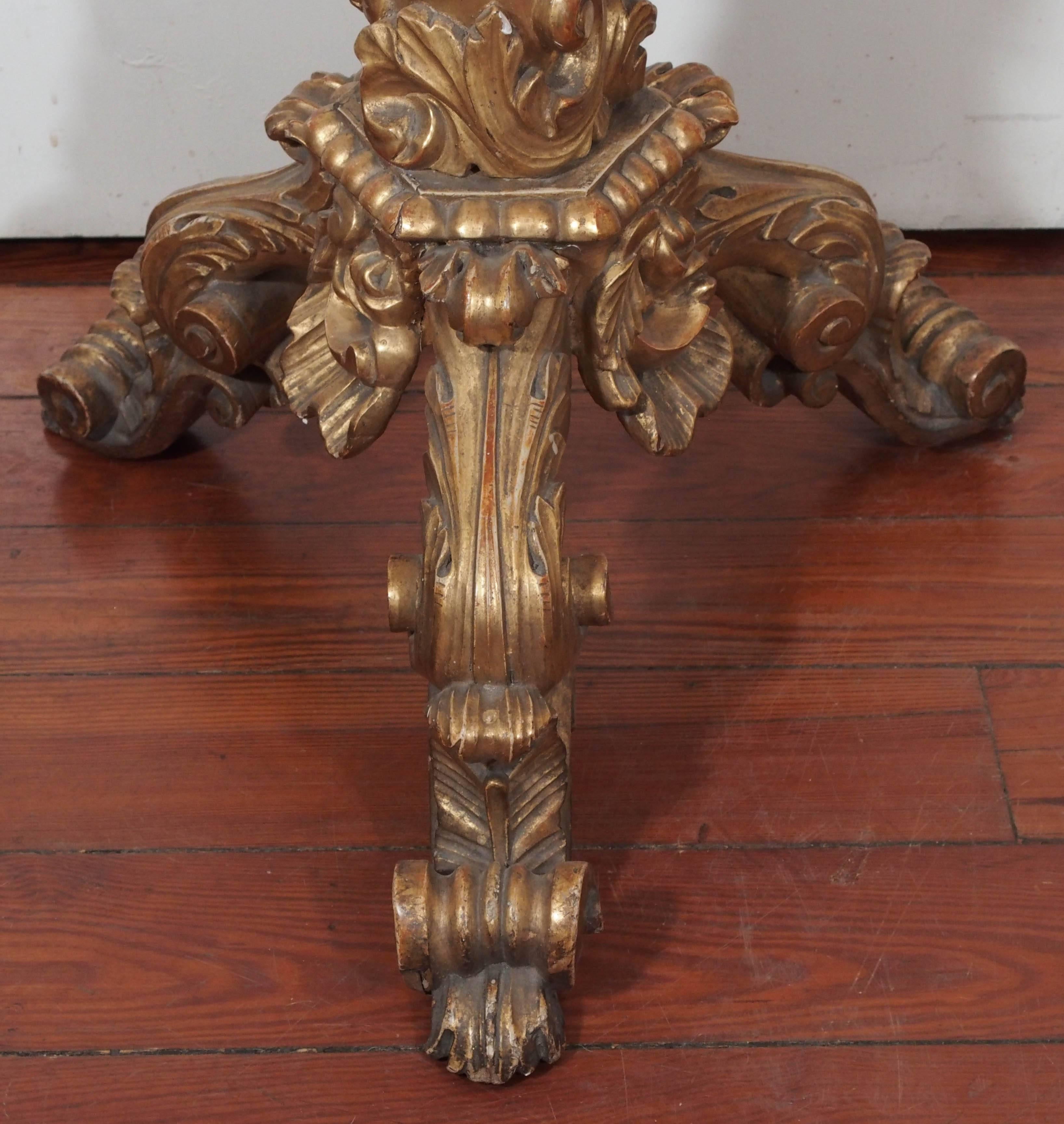 Italian Giltwood and Faux Marble Occasional Table For Sale 1