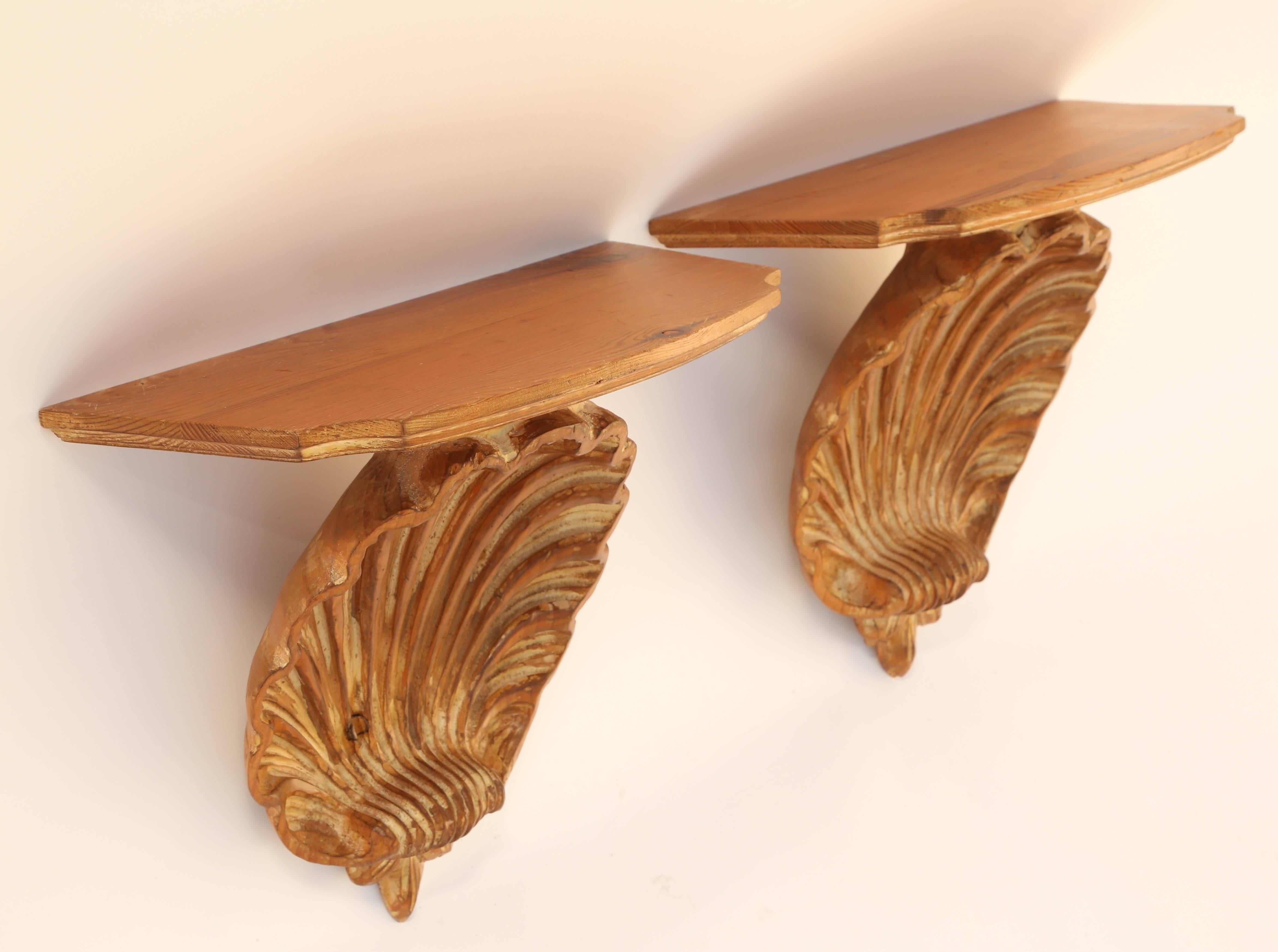 scallop floating shelves