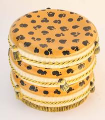 Hand-Painted Vintage Italian" Leopard" Terracotta Footstool Garden Seat