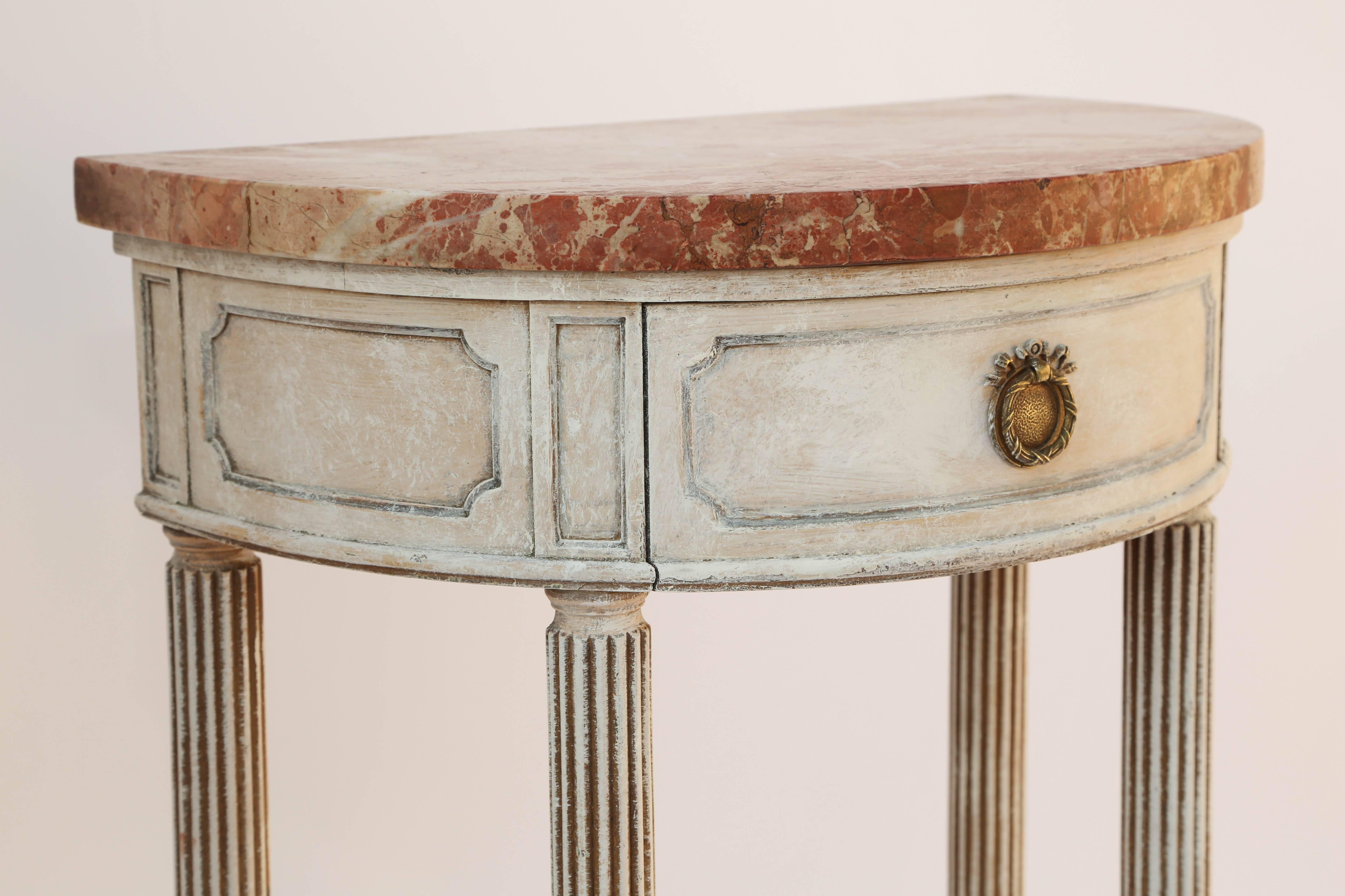20th Century Petite Demilune Console with Marble Top, circa 1920s