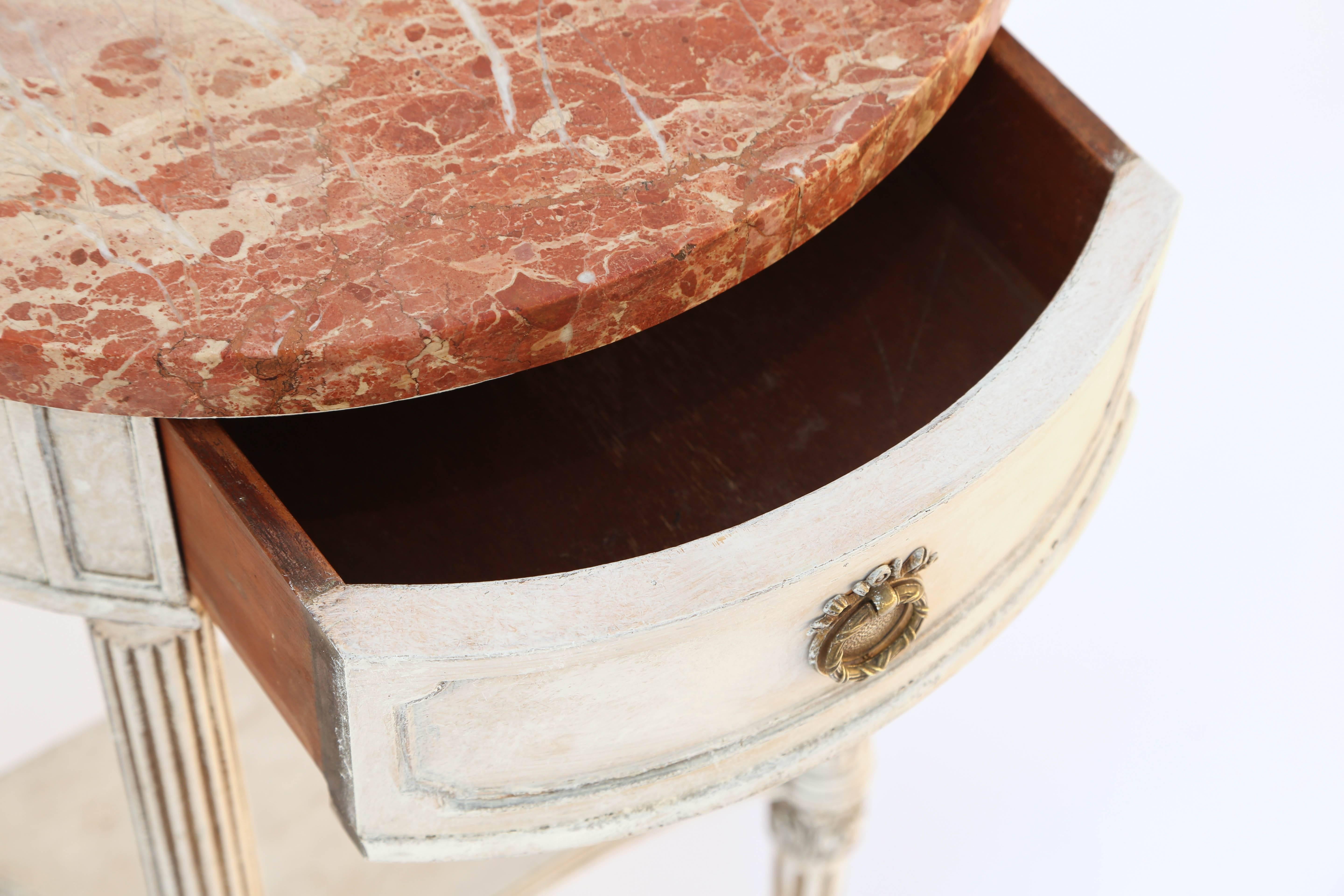 Petite Demilune Console with Marble Top, circa 1920s 1
