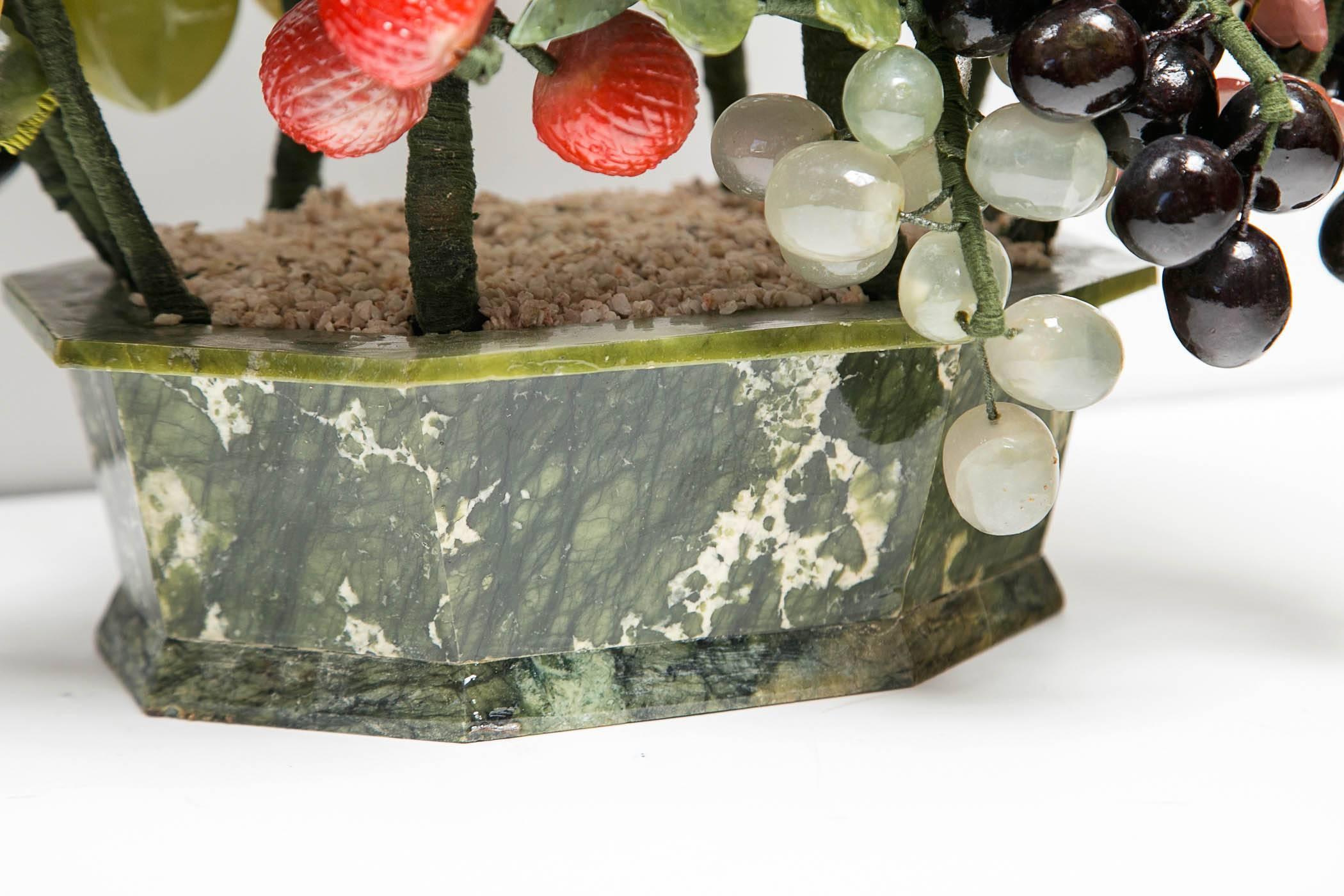 Stone Over the Top Jade and Hardstone Flower or Fruit Basket For Sale