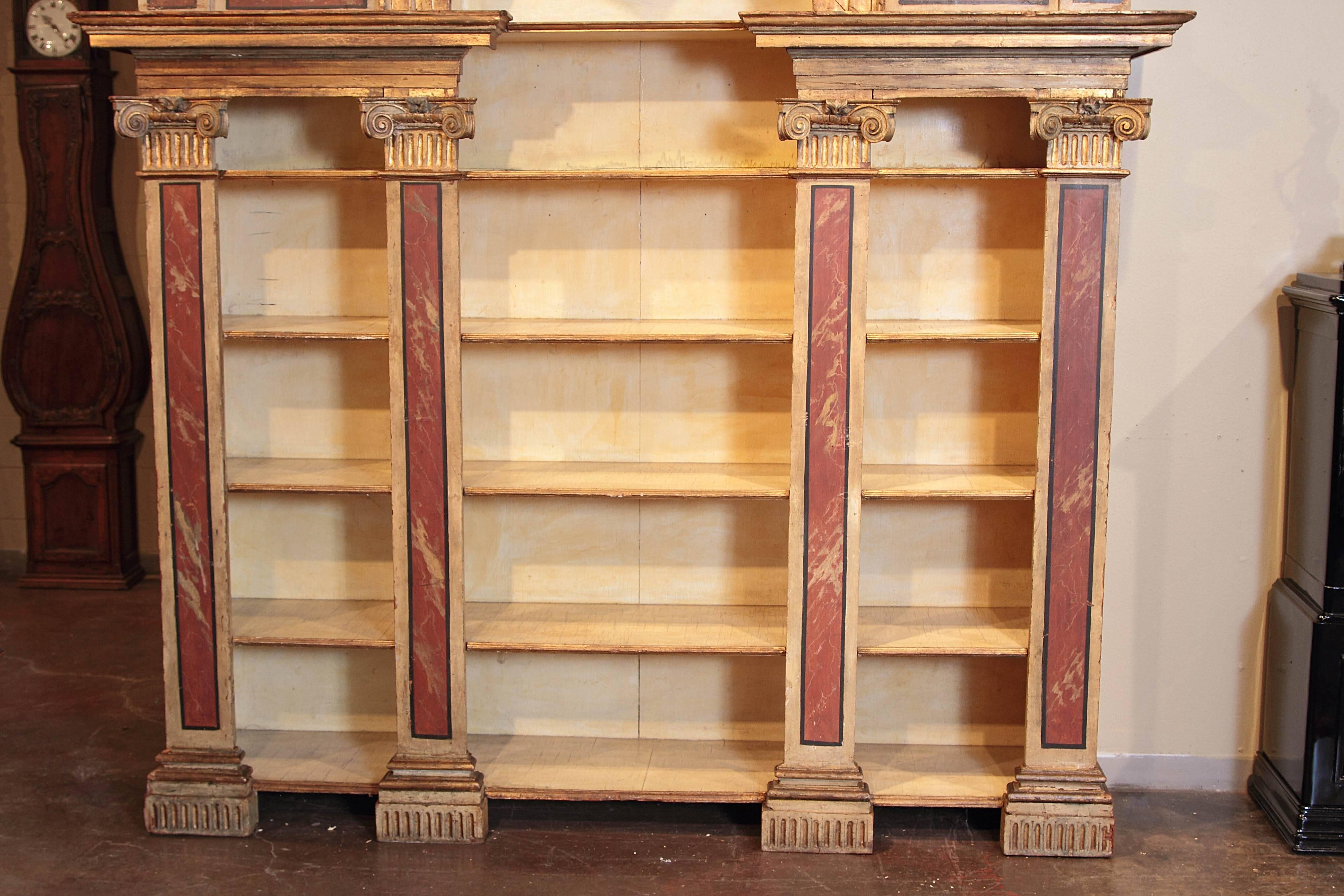 Early 19th Century Italian Neoclassical Bookcase with Faux Marble Painted Finish 2